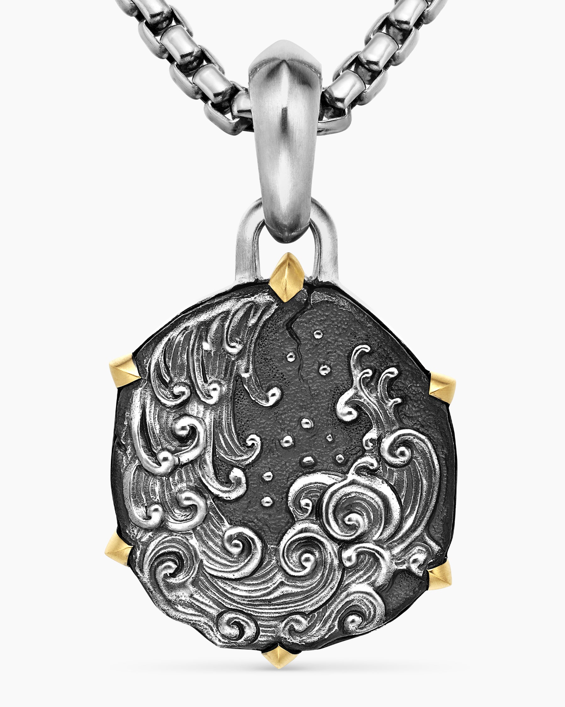Aquarius Amulet in Sterling Silver with 18K Yellow Gold, 23mm - Image 5