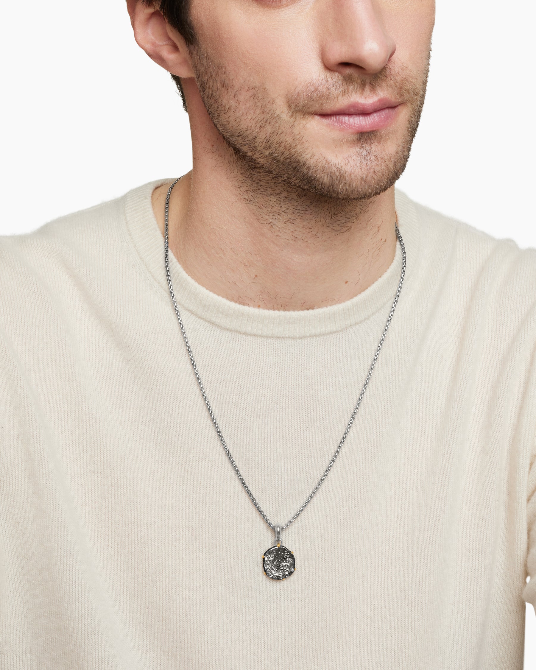 Aquarius Amulet in Sterling Silver with 18K Yellow Gold, 23mm - Image 7