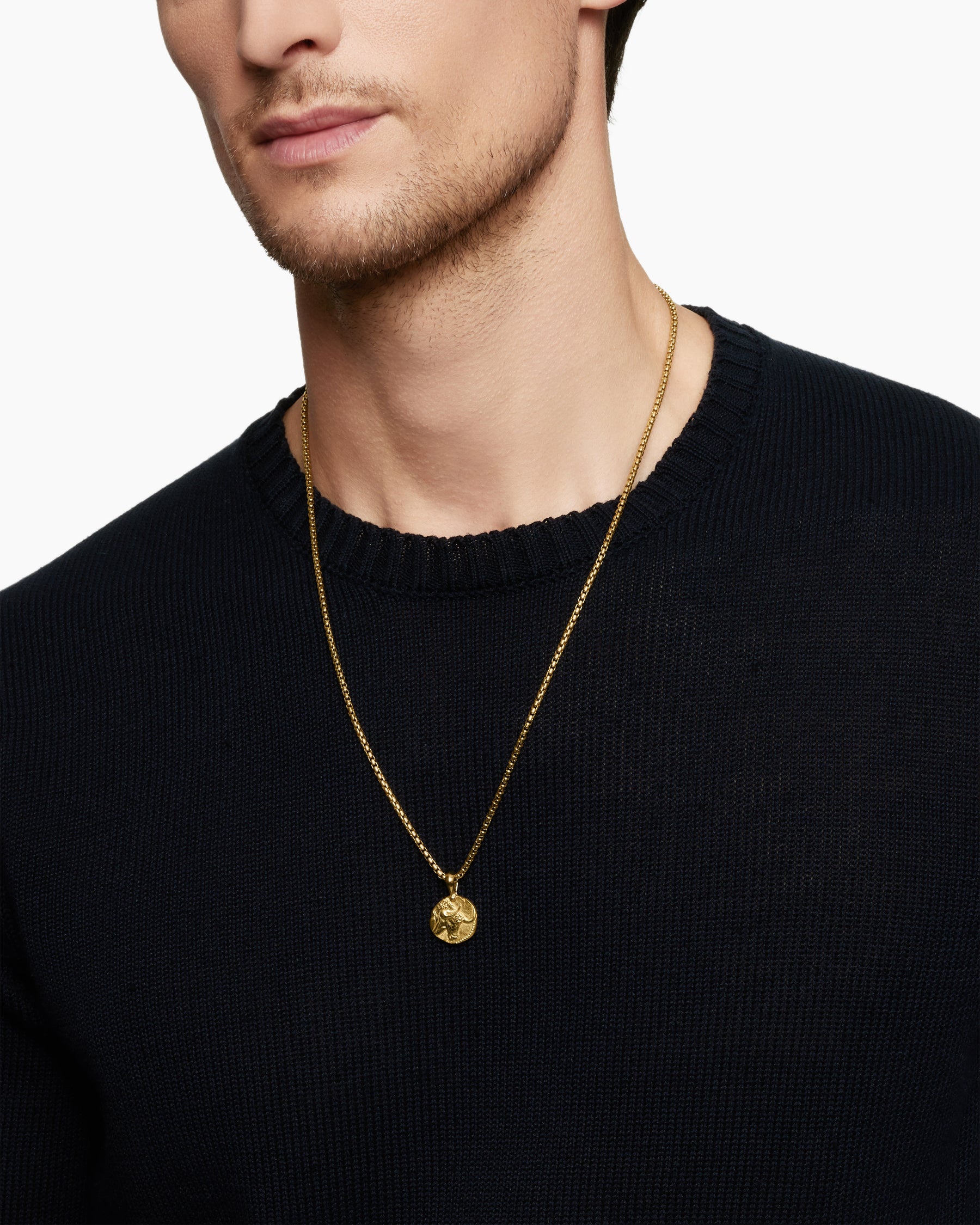Alternative view of Taurus Amulet in 18K Yellow Gold, 17mm