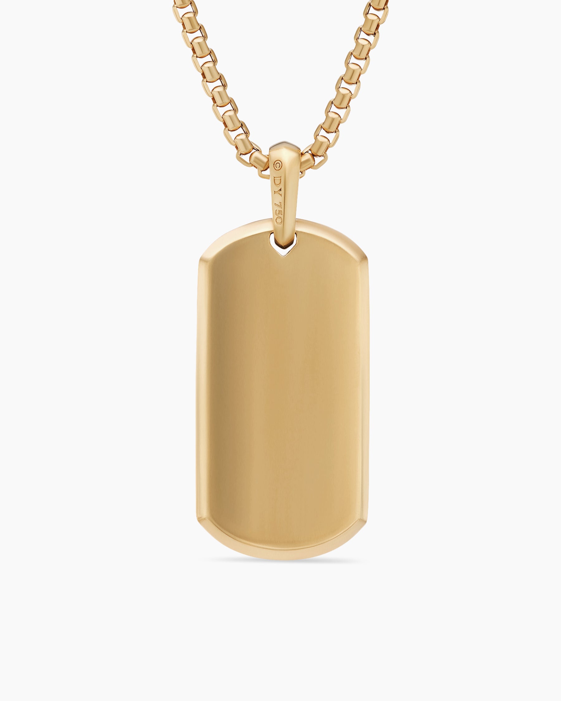 Chevron Tag in 18K Yellow Gold with Diamond Baguettes, 35mm - Image 3