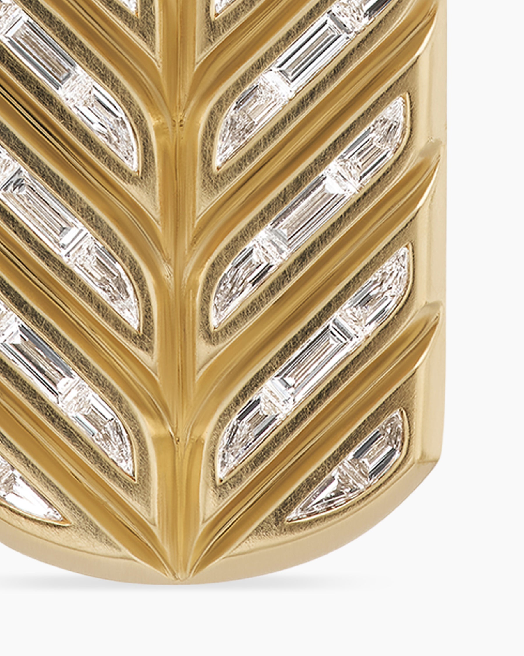 Chevron Tag in 18K Yellow Gold with Diamond Baguettes, 35mm - Image 4