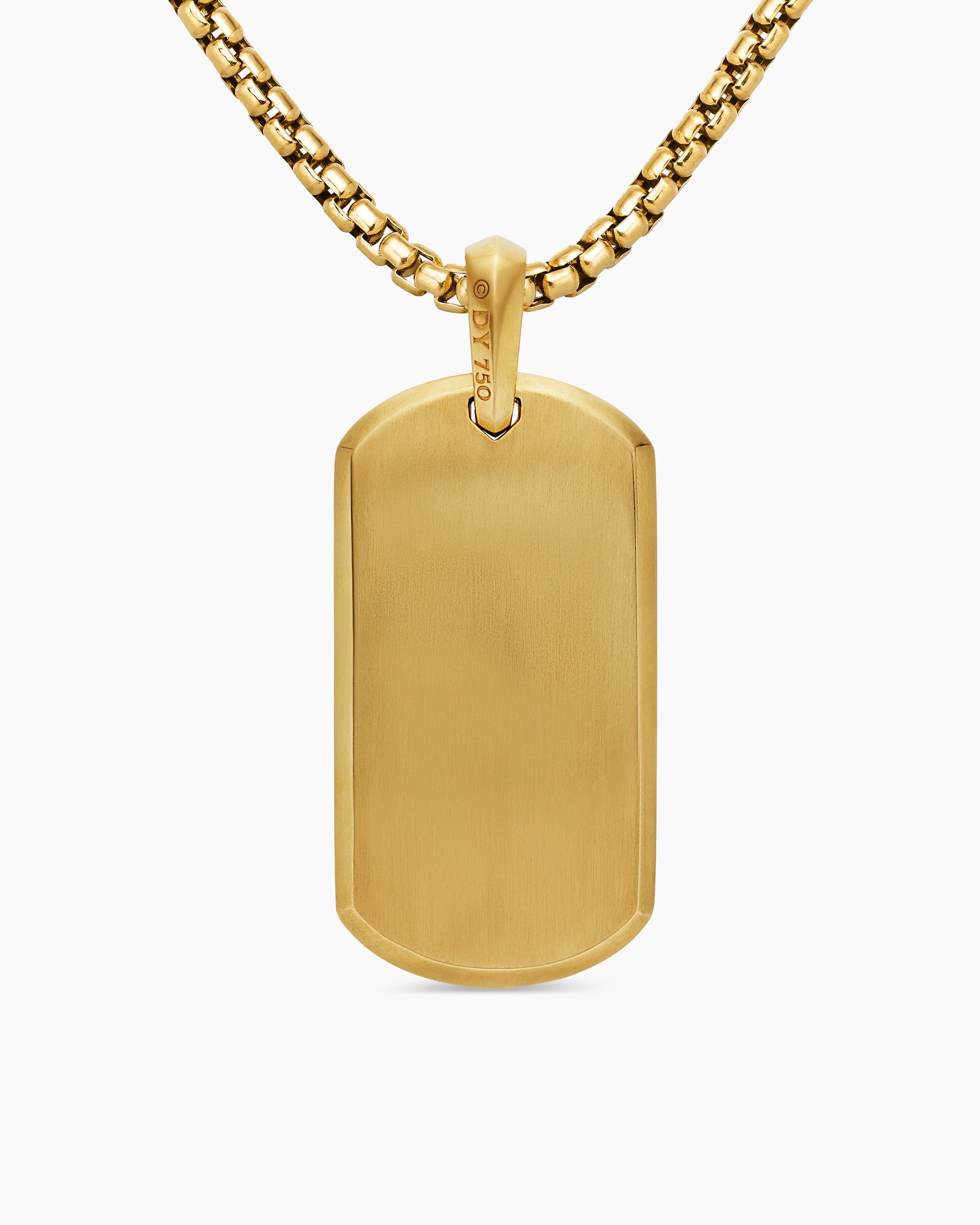Chevron Tag in 18K Yellow Gold with Rainbow Baguettes, 35mm - Image 4