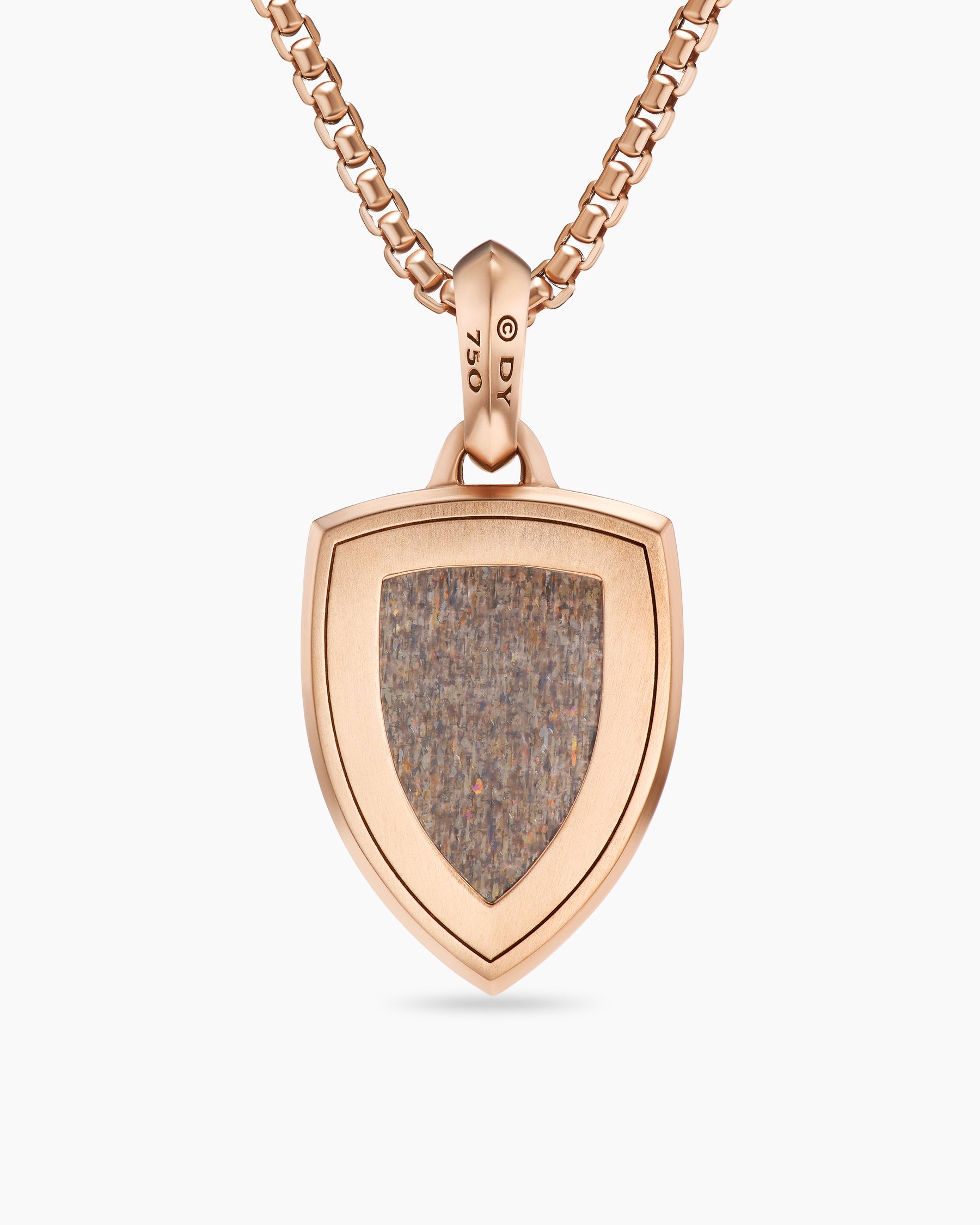 Shield Amulet in 18K Rose Gold with Black Sun Stone and Cognac Diamonds, 27mm - Image 4