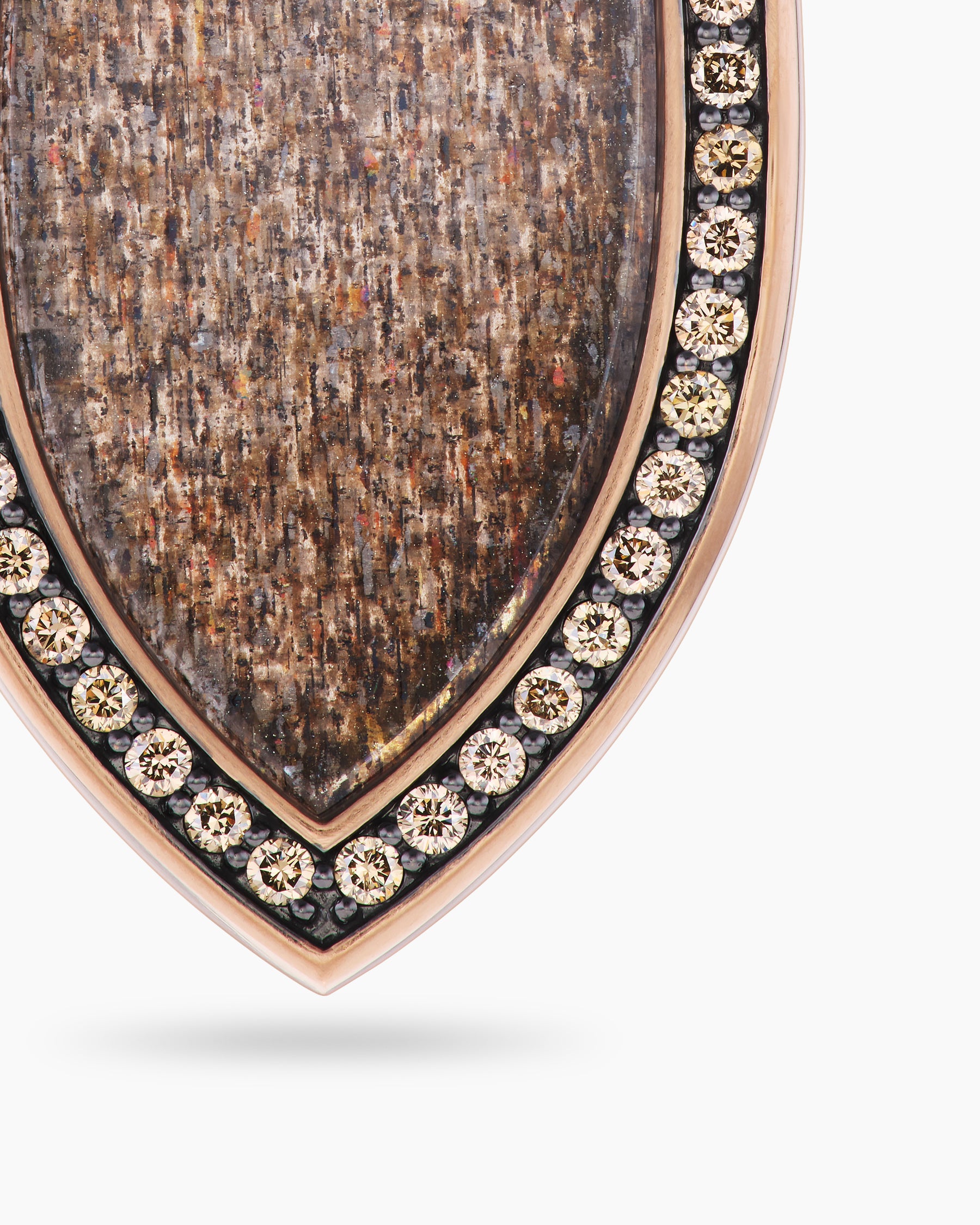 Shield Amulet in 18K Rose Gold with Black Sun Stone and Cognac Diamonds, 27mm - Image 5