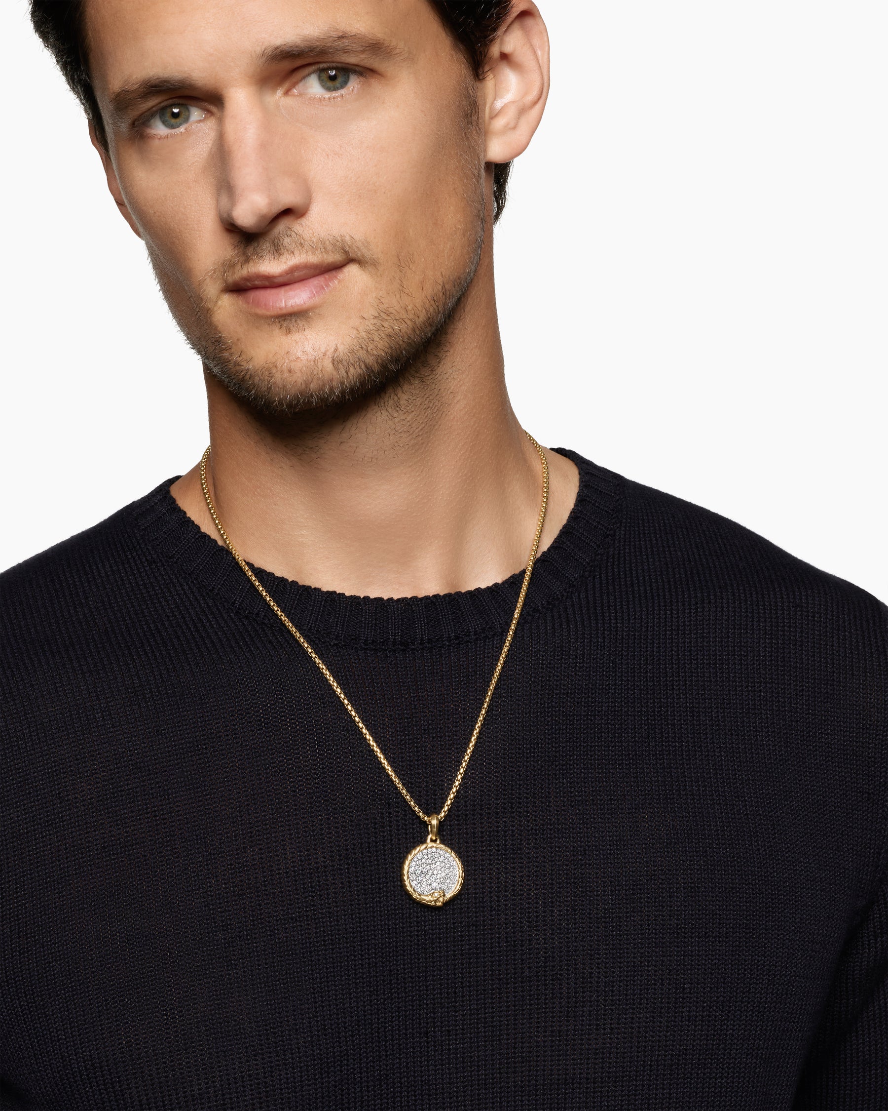 Alternative view of Ouroboros Amulet in 18K Yellow Gold with Diamonds, 25mm