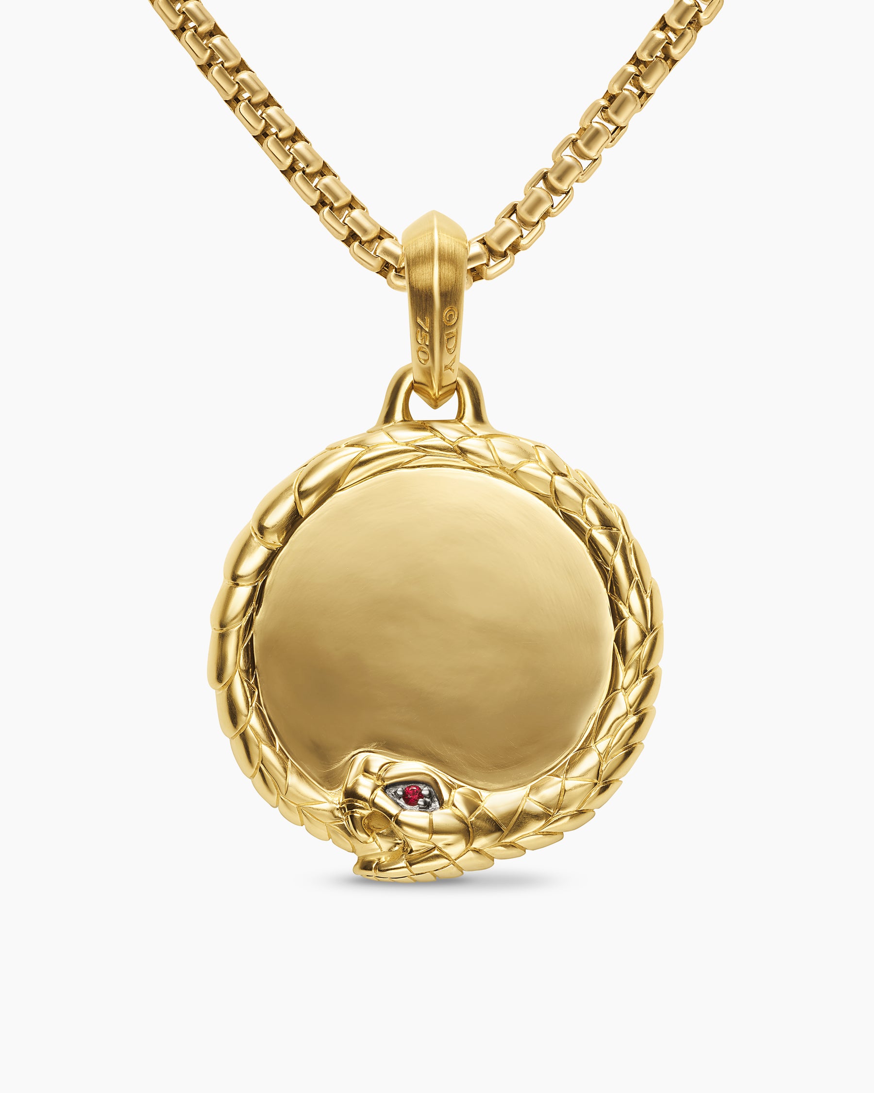 Ouroboros Amulet in 18K Yellow Gold with Rubies, 25mm - Image 4