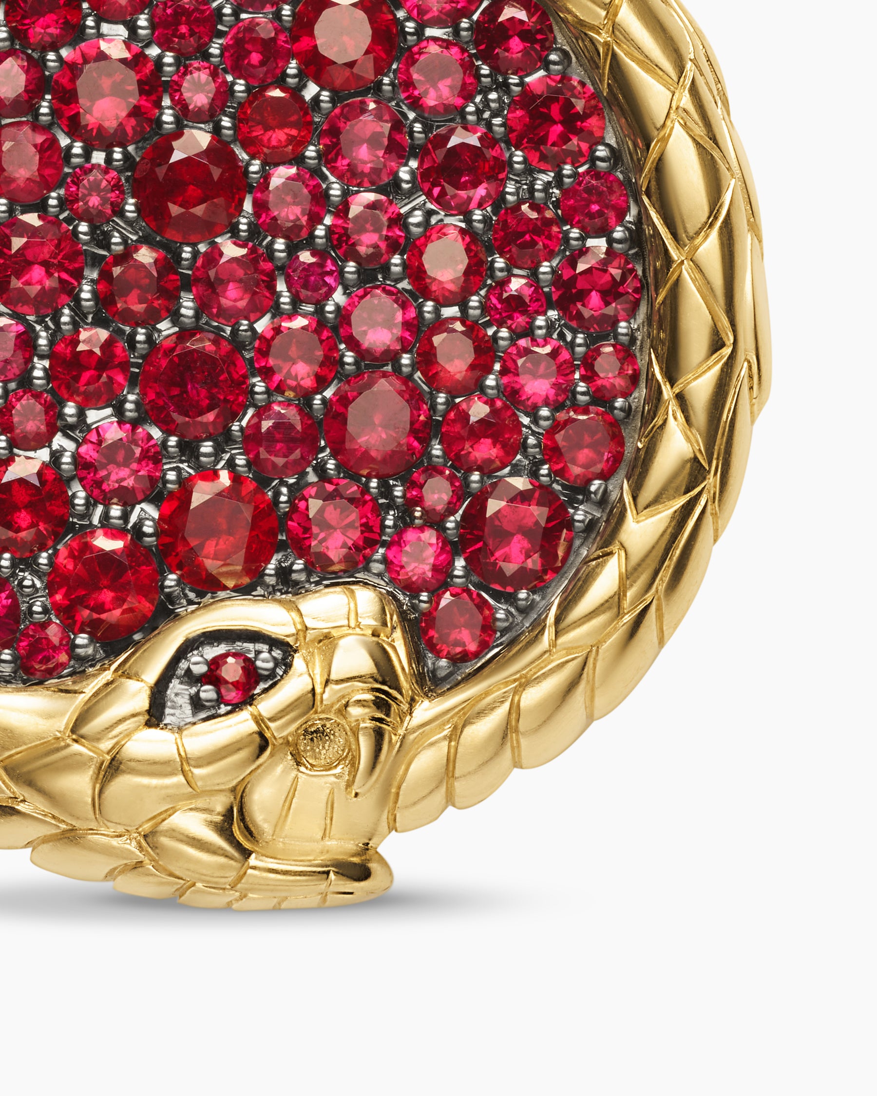 Ouroboros Amulet in 18K Yellow Gold with Rubies, 25mm - Image 5