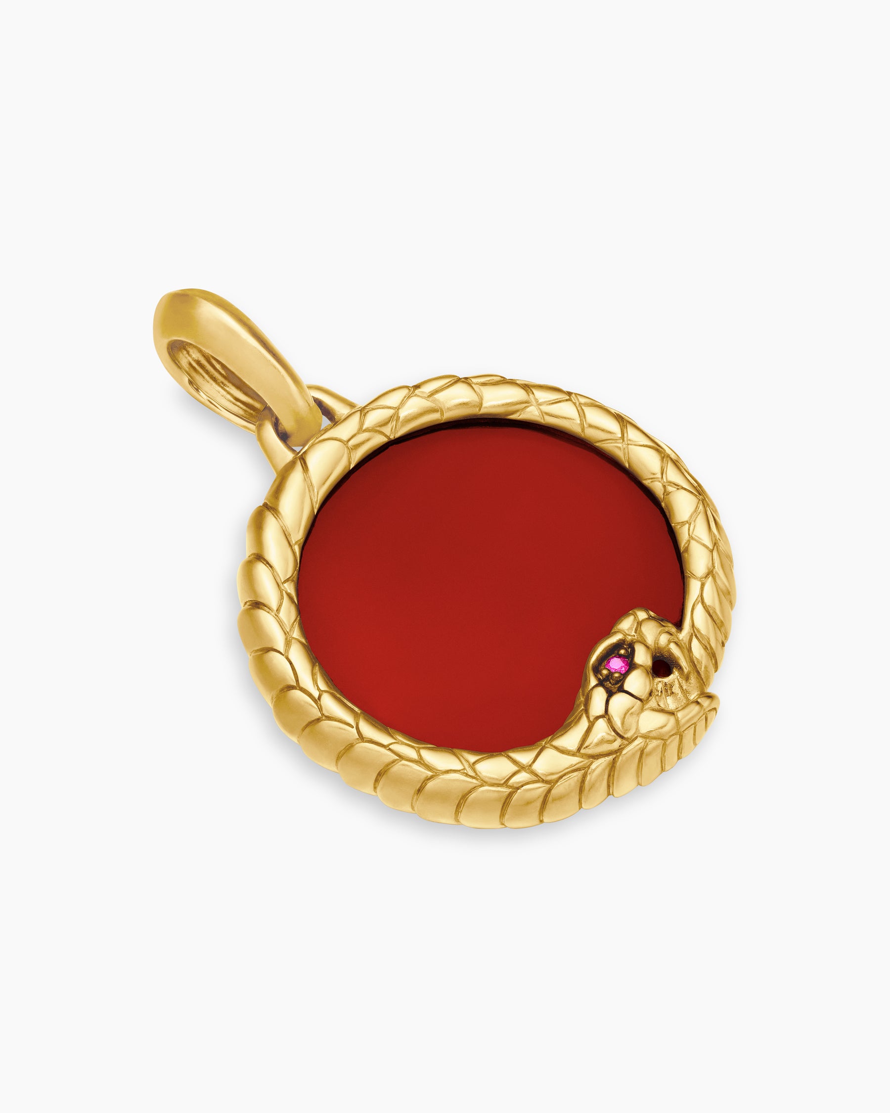 Ouroboros Amulet in 18K Yellow Gold with Carnelian and Ruby, 25mm - Image 3