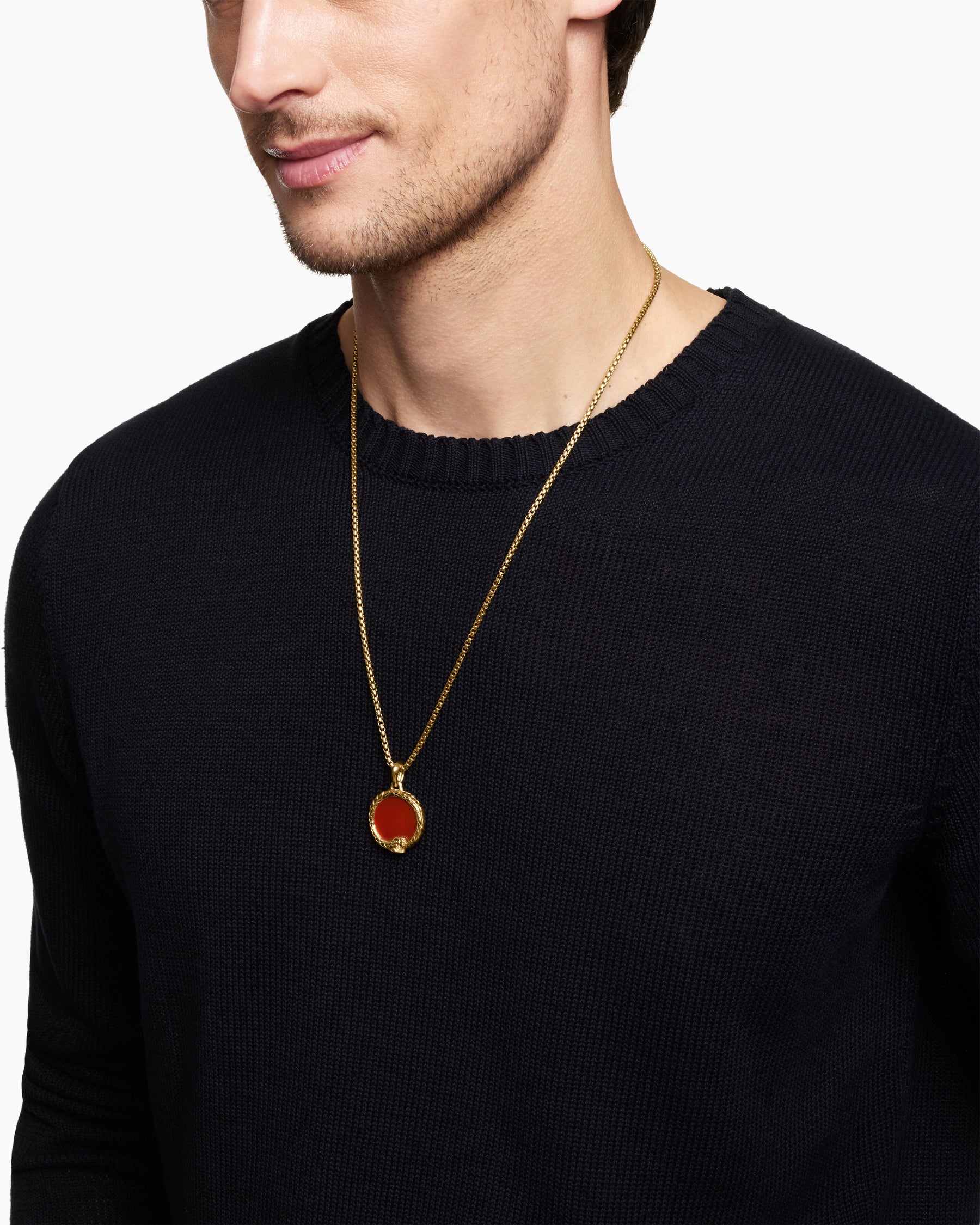 Ouroboros Amulet in 18K Yellow Gold with Carnelian and Ruby, 25mm - Image 6