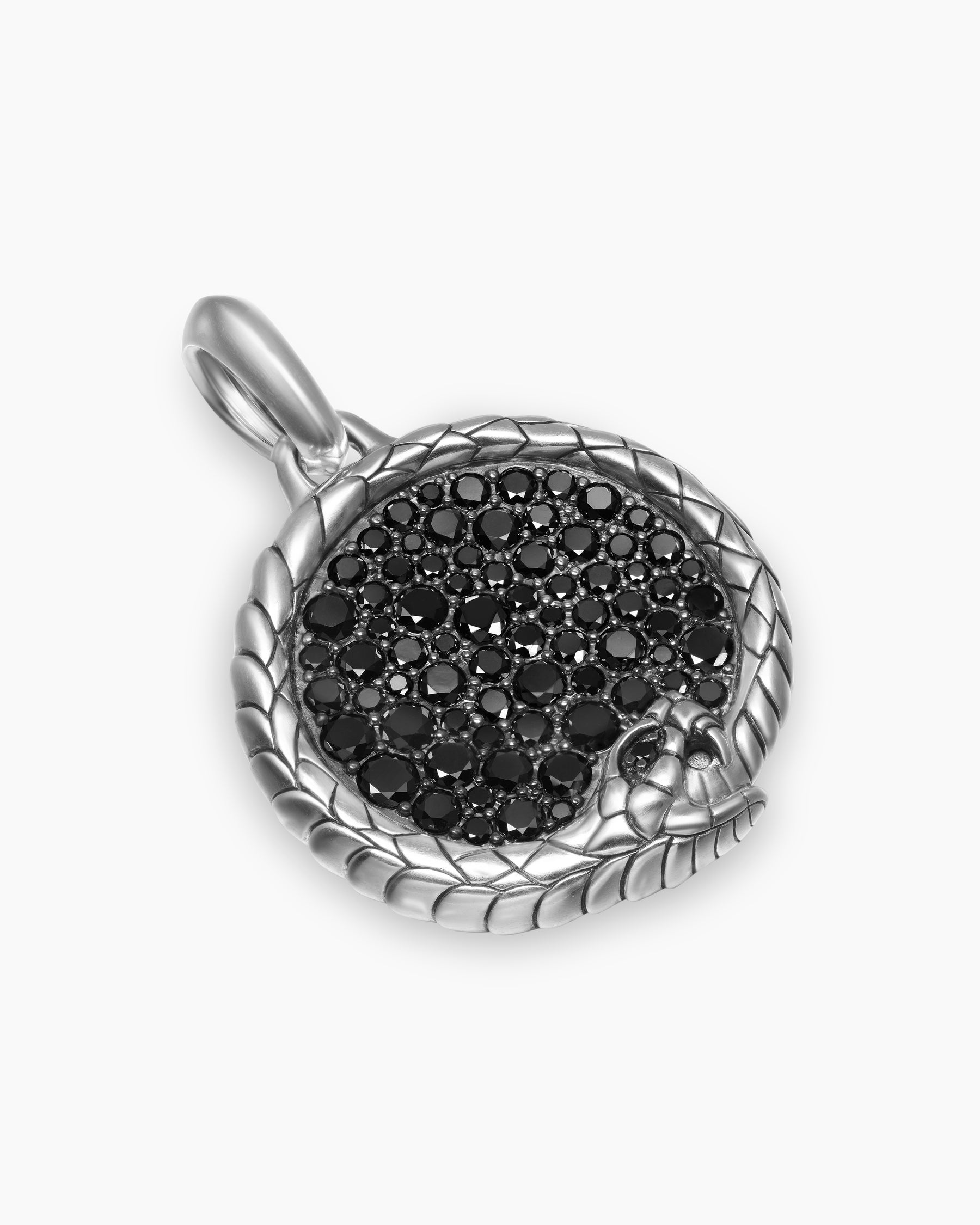 Ouroboros Amulet in Sterling Silver with Black Diamonds, 25mm - Image 3