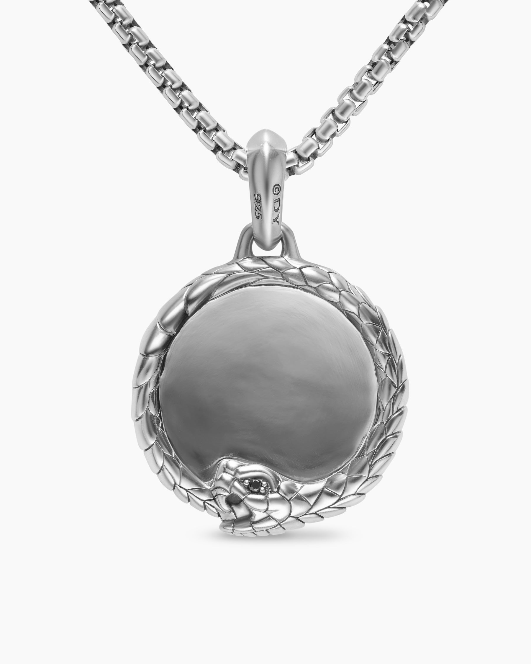 Ouroboros Amulet in Sterling Silver with Black Diamonds, 25mm - Image 4