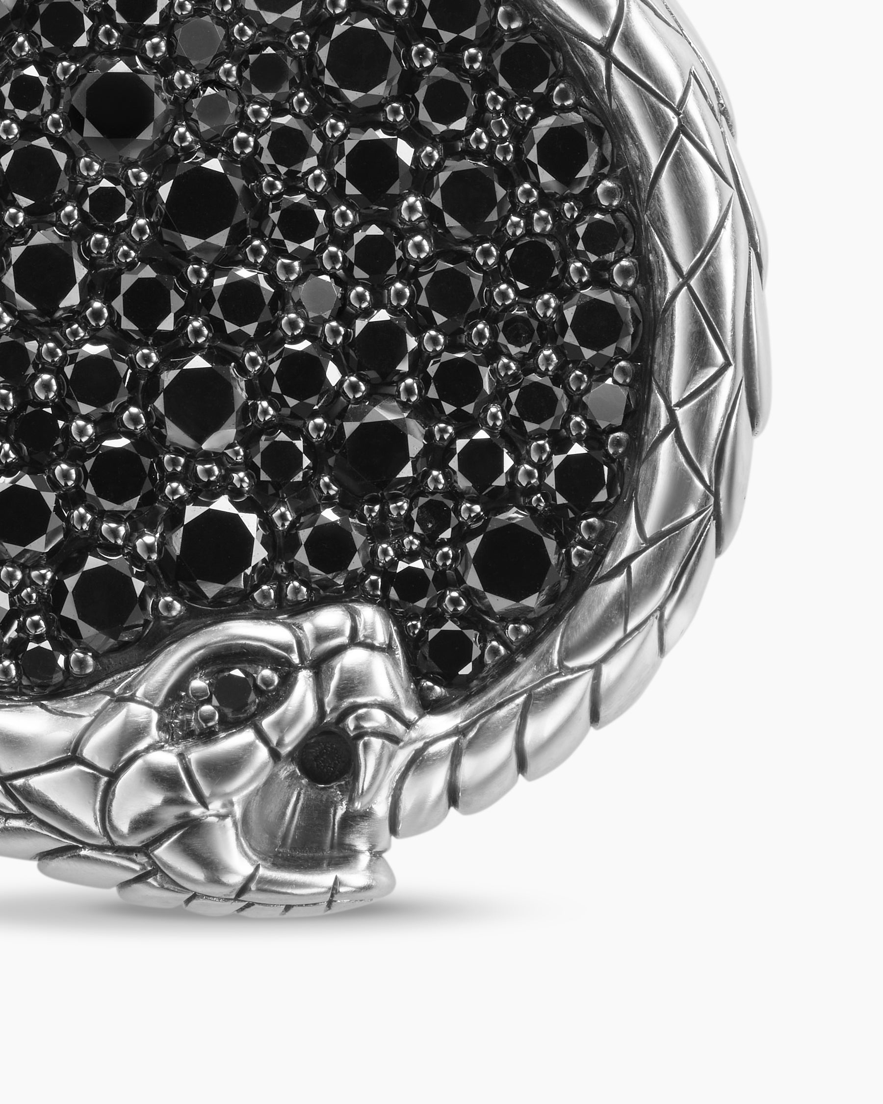 Ouroboros Amulet in Sterling Silver with Black Diamonds, 25mm - Image 5