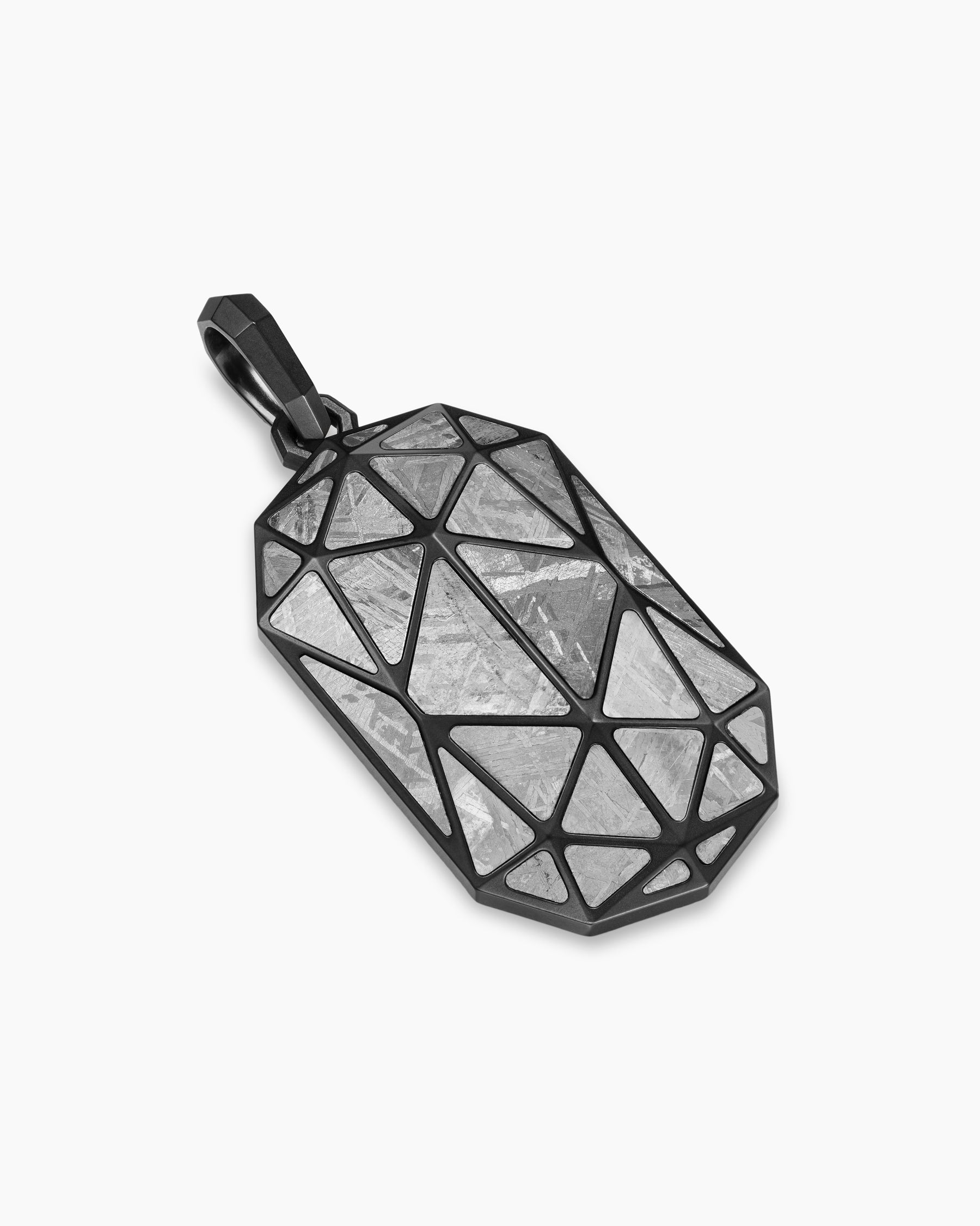 Faceted Amulet in Black Titanium with Meteorite, 36.3mm - Image 3