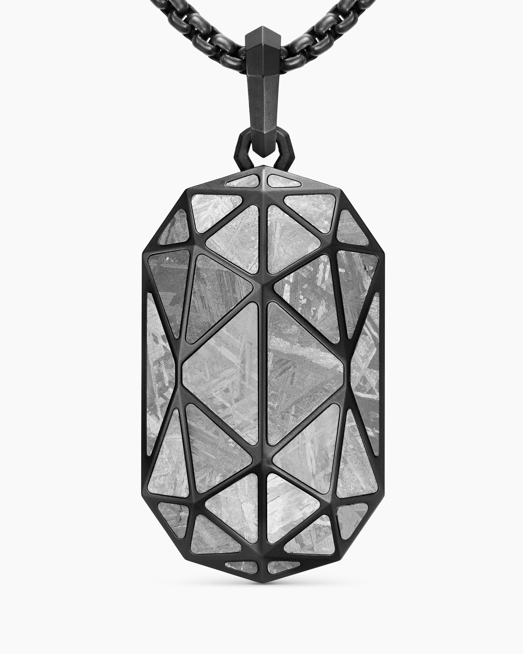 Faceted Amulet in Black Titanium with Meteorite, 36.3mm - Image 5