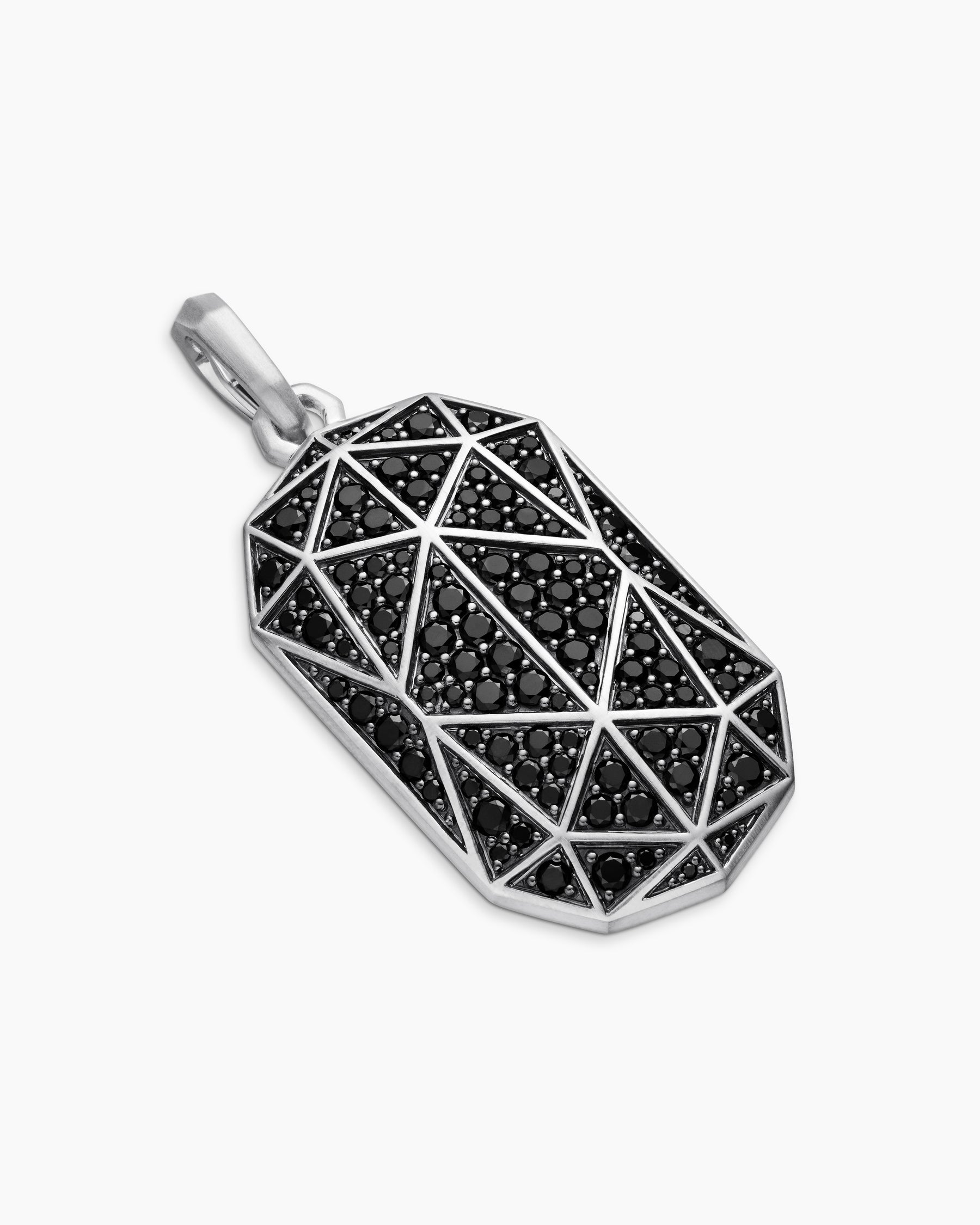 Faceted Amulet in Sterling Silver with Black Diamonds, 36.3mm - Image 3