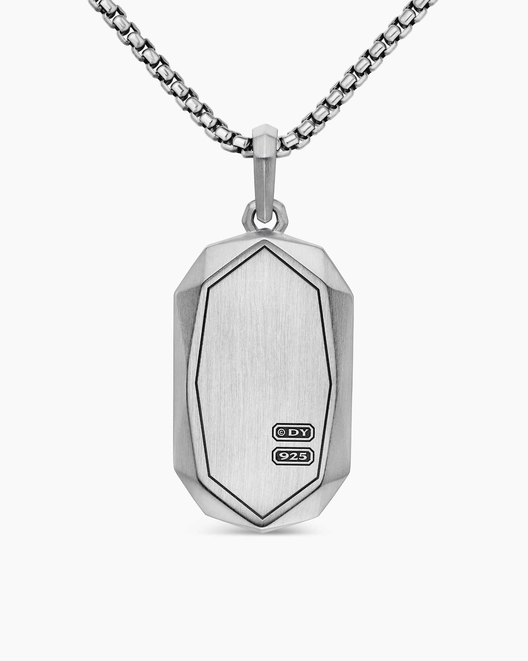 Faceted Amulet in Sterling Silver with Black Diamonds, 36.3mm - Image 4
