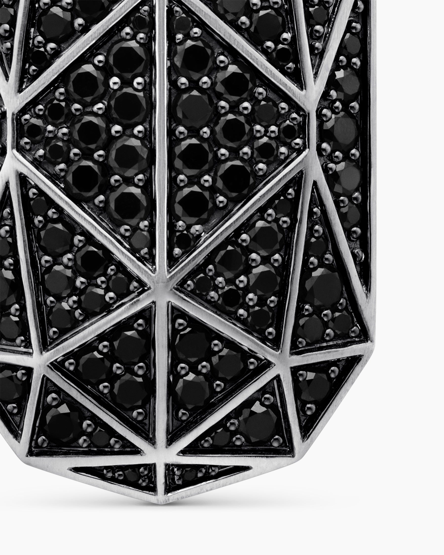 Faceted Amulet in Sterling Silver with Black Diamonds, 36.3mm - Image 5