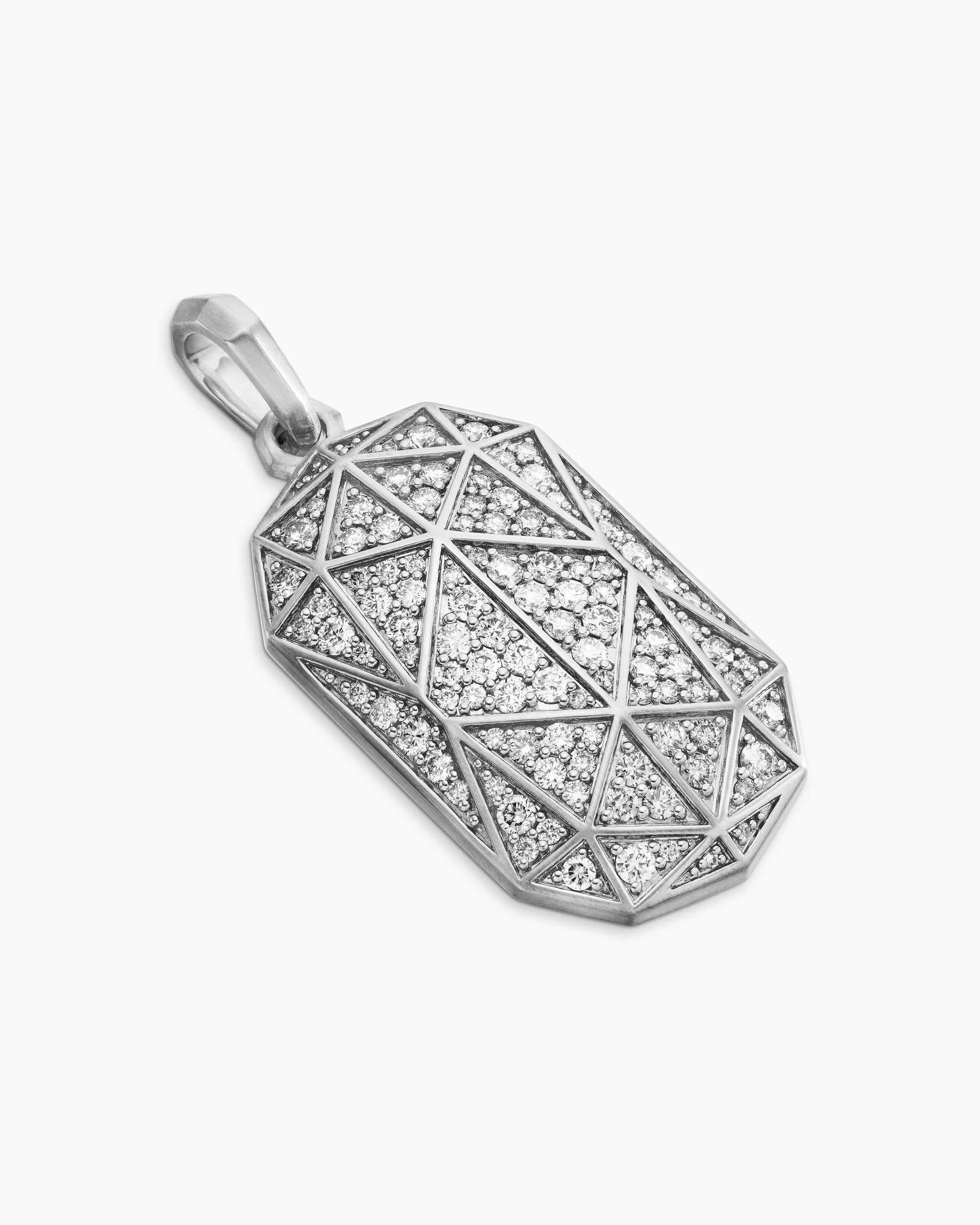 Faceted Amulet in Sterling Silver with Diamonds, 36.3mm - Image 3