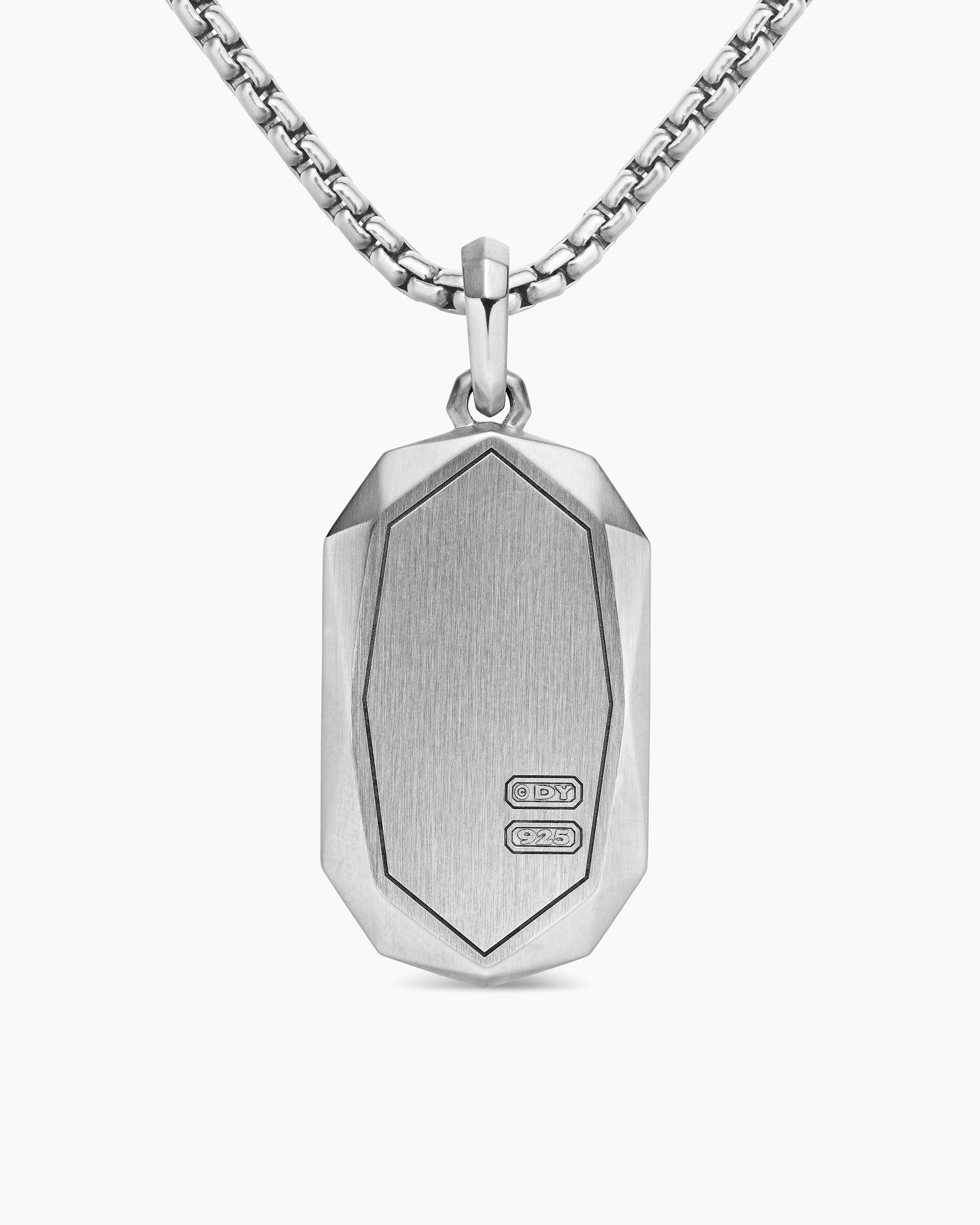 Faceted Amulet in Sterling Silver with Diamonds, 36.3mm - Image 4