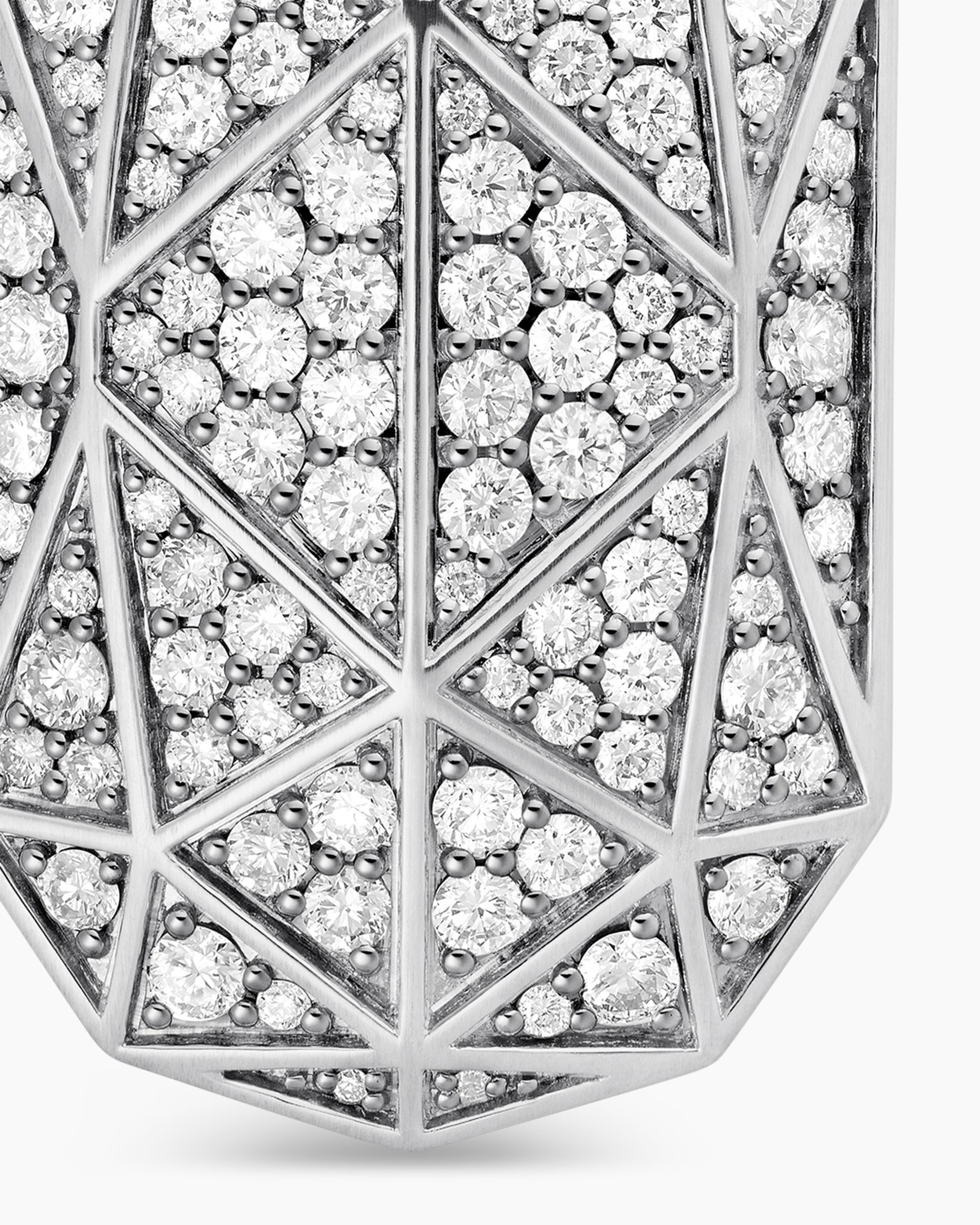 Faceted Amulet in Sterling Silver with Diamonds, 36.3mm - Image 5