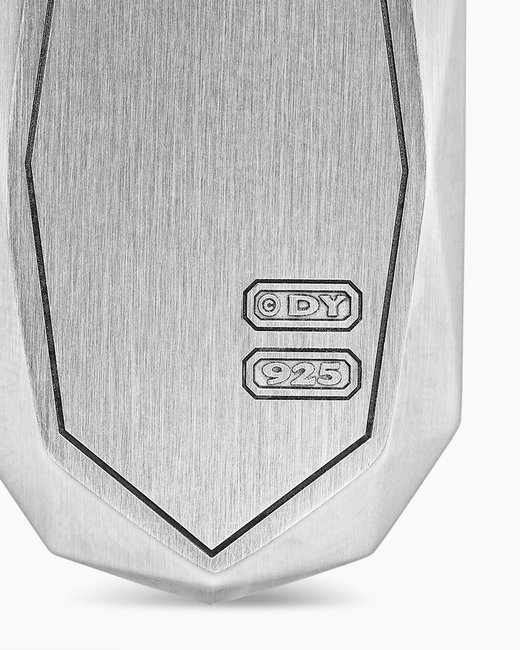 Faceted Amulet in Sterling Silver with Diamonds, 36.3mm - Image 6