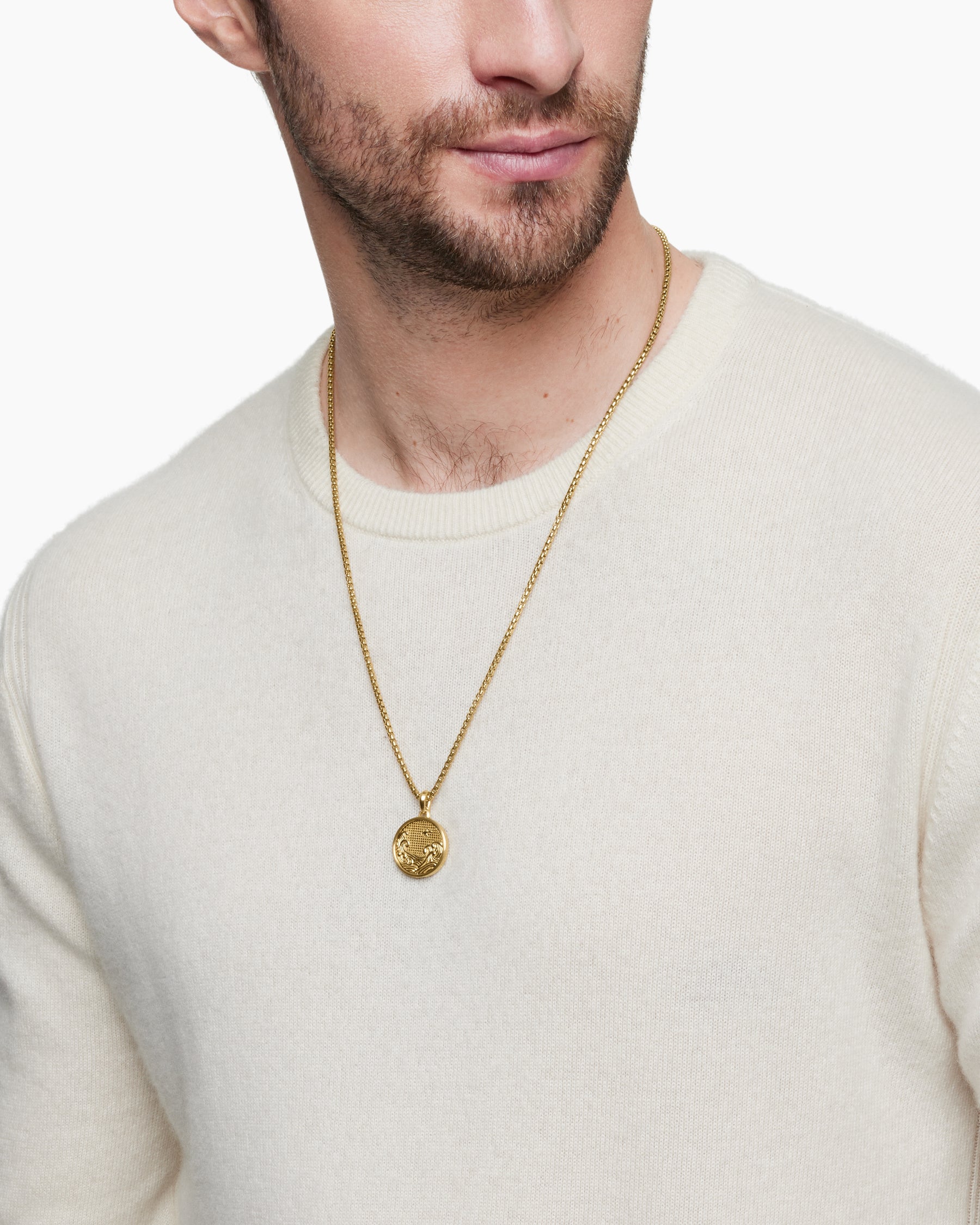 Alternative view of Water and Fire Duality Amulet in 18K Yellow Gold, 24mm