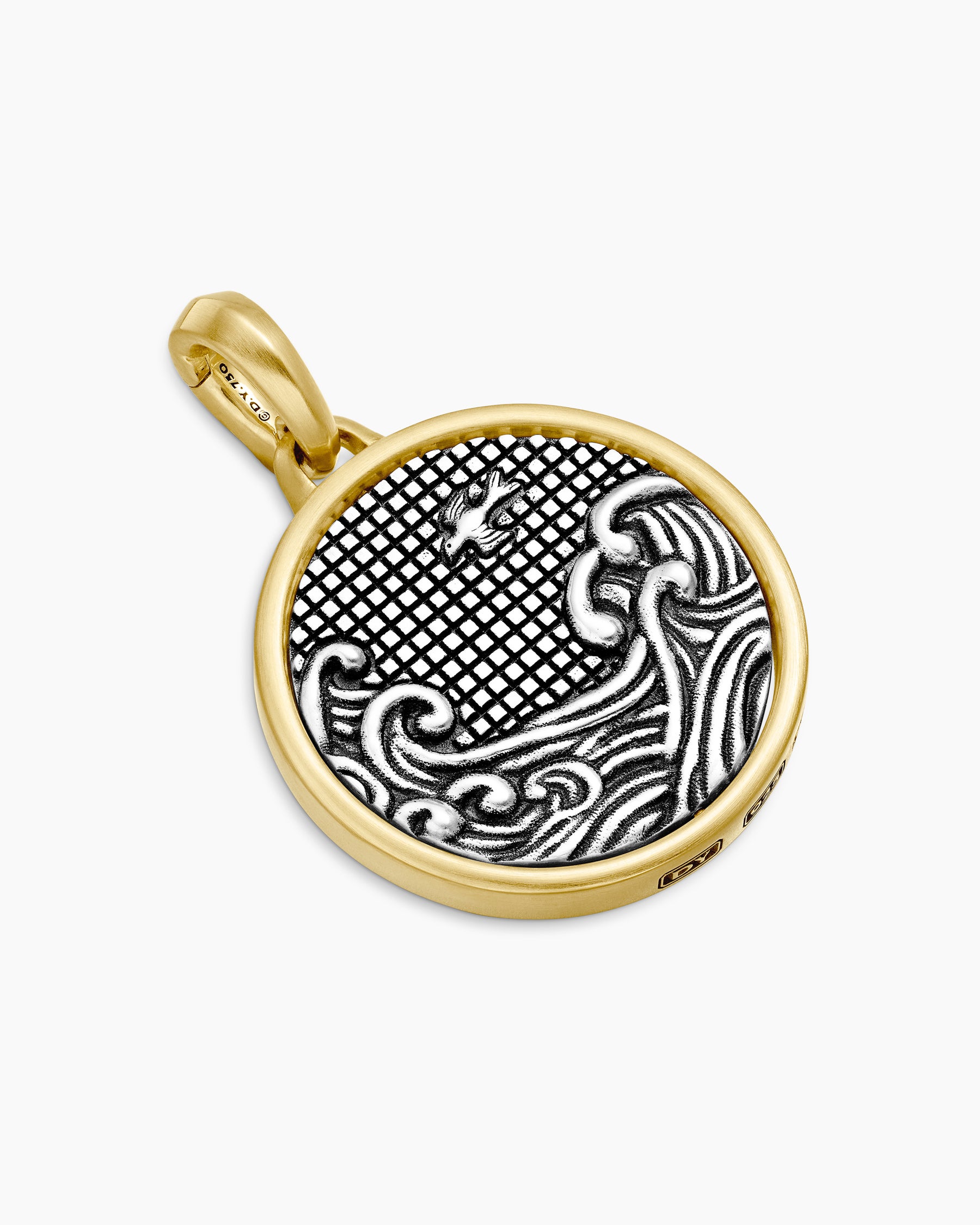 Water and Fire Duality Amulet in Sterling Silver with 18K Yellow Gold, 24mm - Image 3