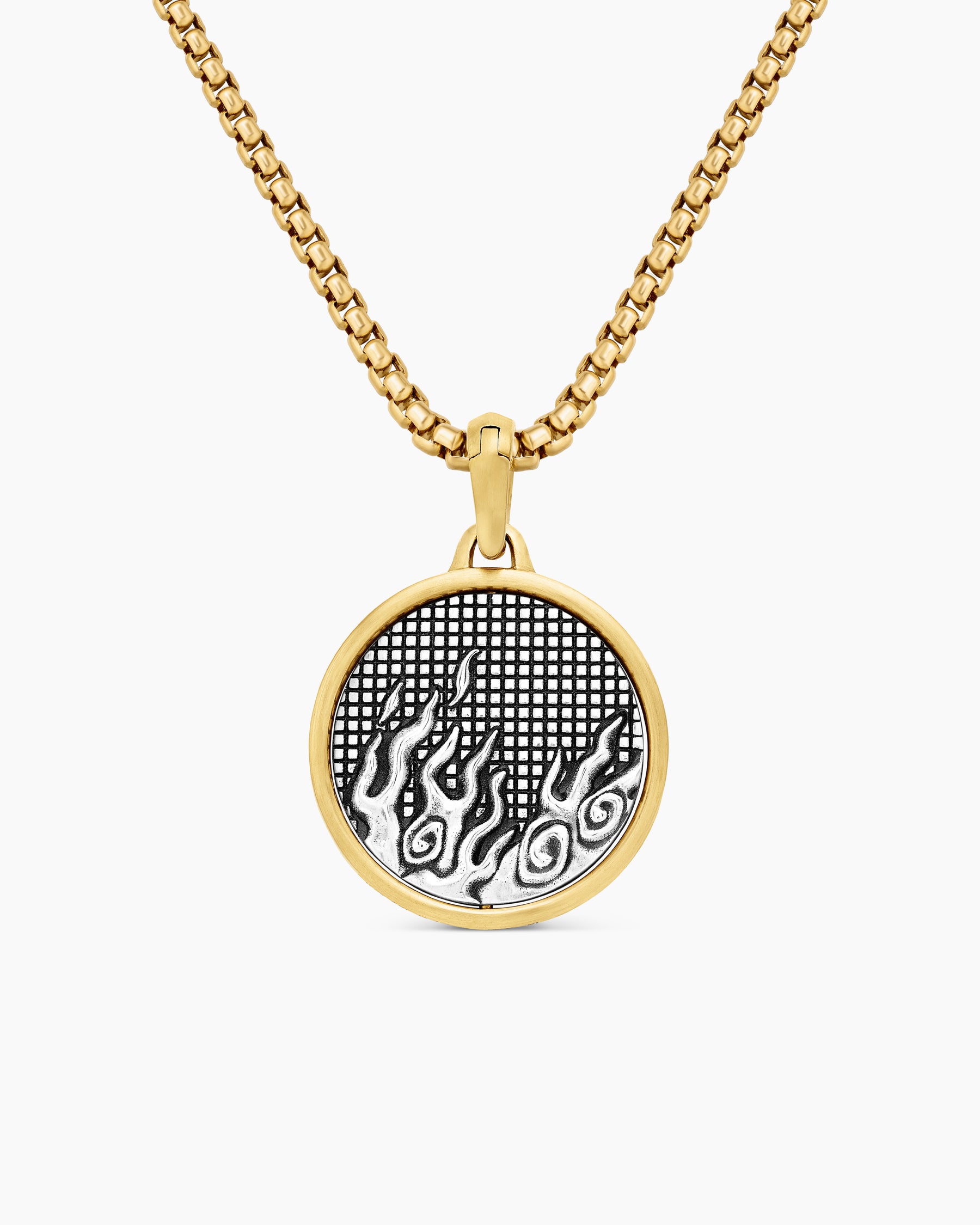 Water and Fire Duality Amulet in Sterling Silver with 18K Yellow Gold, 24mm - Image 4