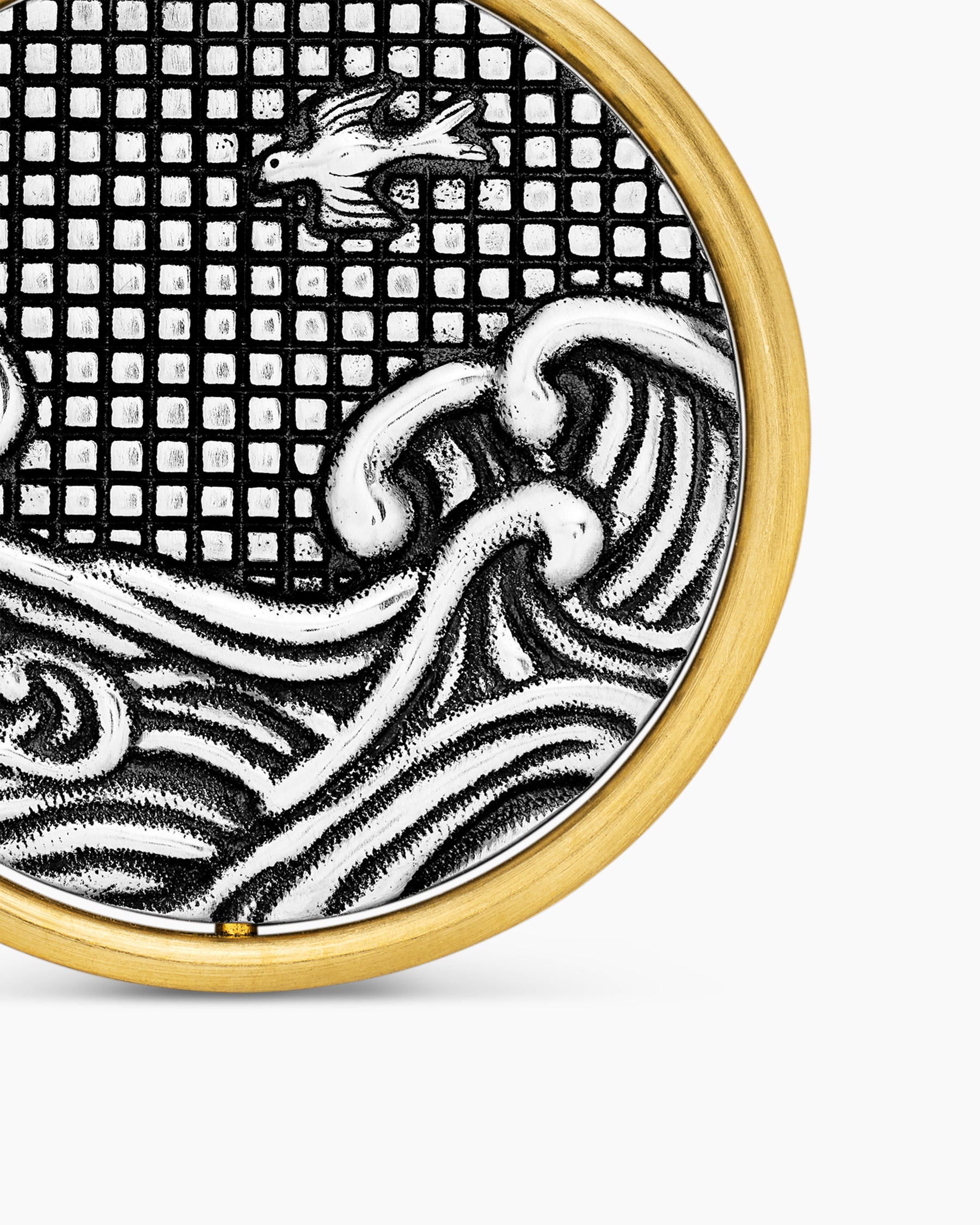 Water and Fire Duality Amulet in Sterling Silver with 18K Yellow Gold, 24mm - Image 5