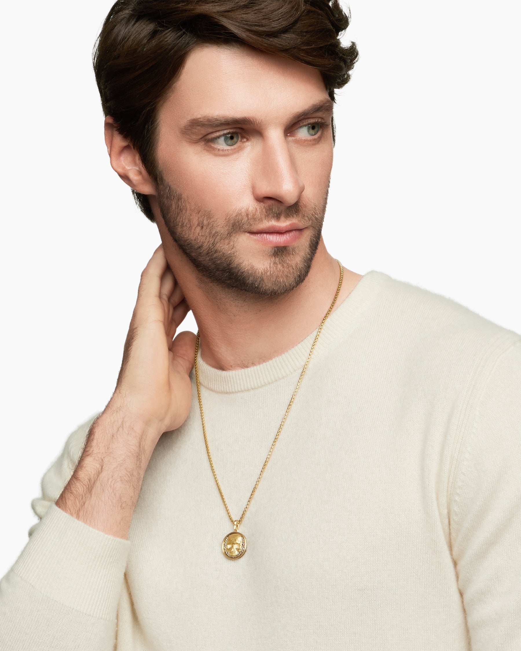 Alternative view of Life and Death Duality Amulet in 18K Yellow Gold with Diamonds, 24mm