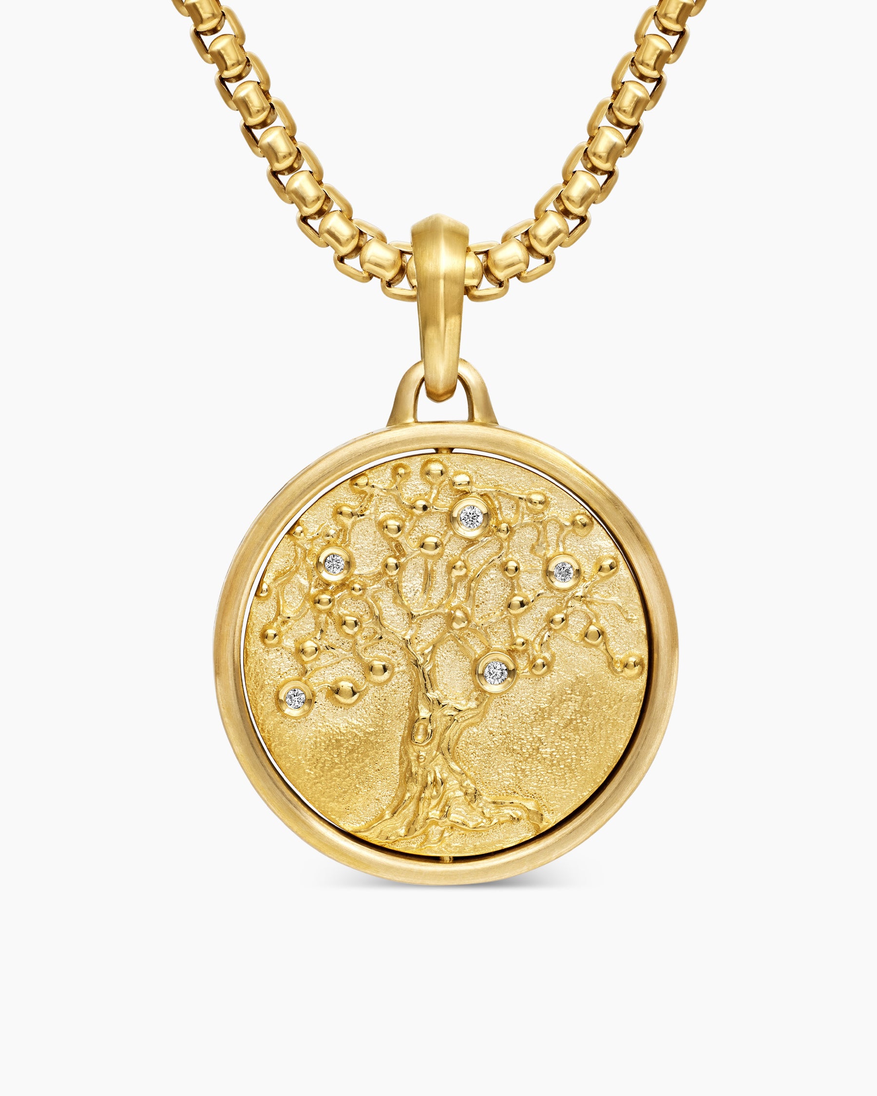 Life and Death Duality Amulet in 18K Yellow Gold with Diamonds, 24mm