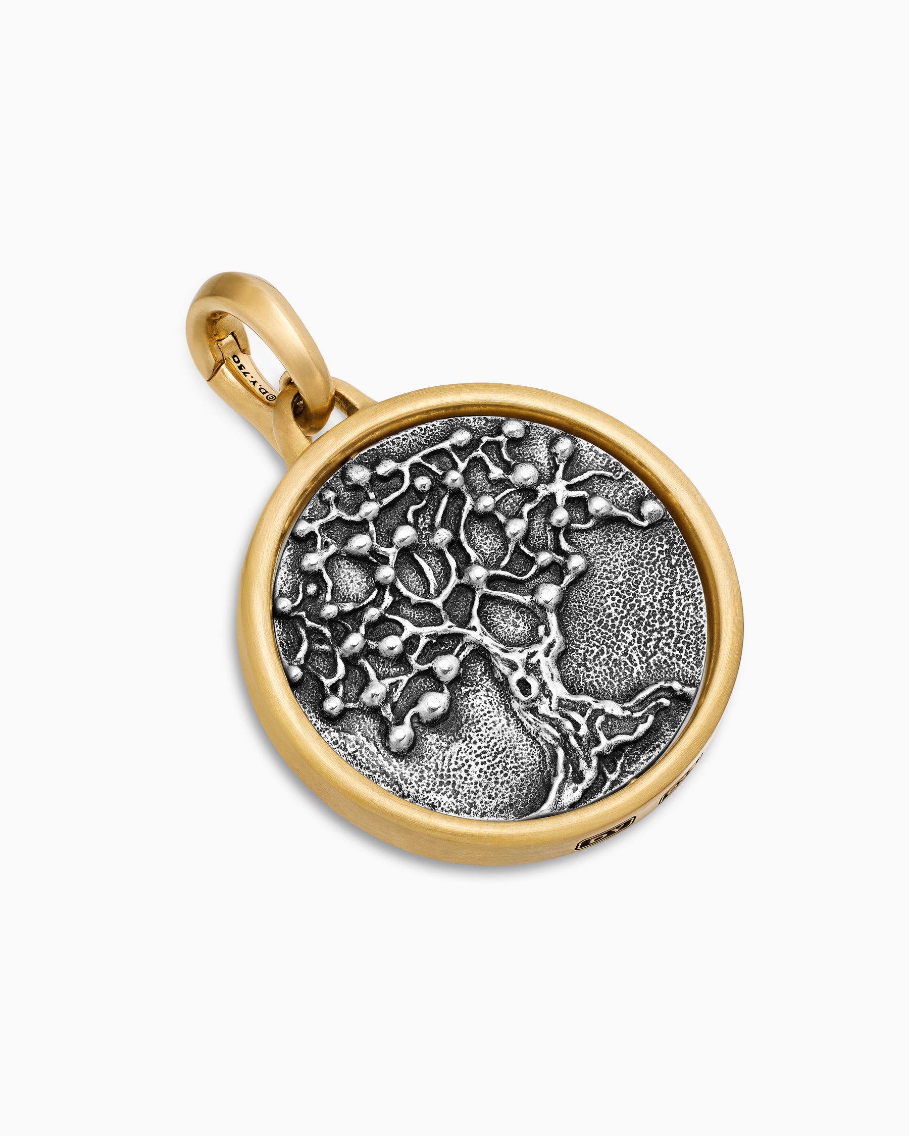 Life and Death Duality Amulet in Sterling Silver with 18K Yellow Gold, 24mm - Image 3