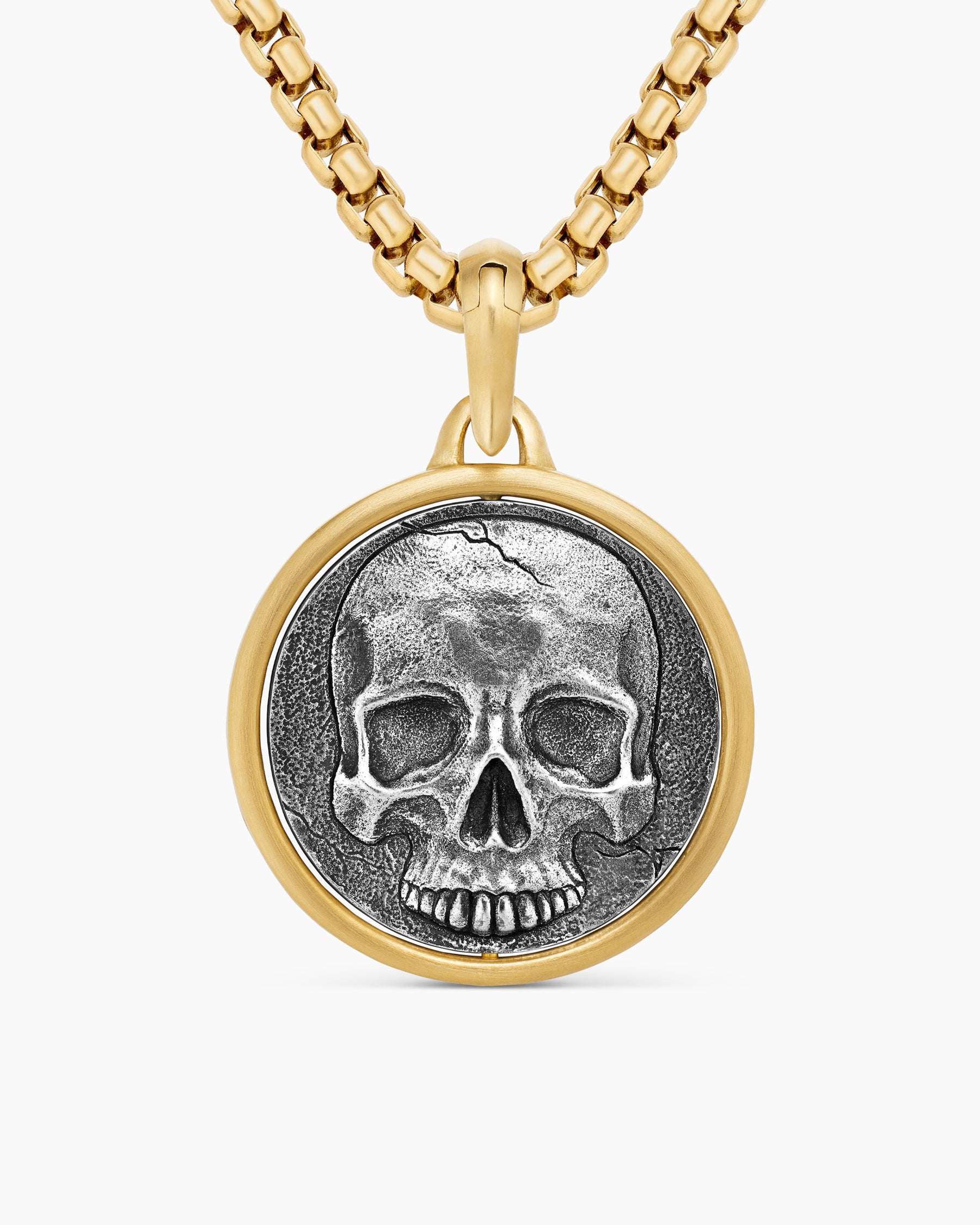 Life and Death Duality Amulet in Sterling Silver with 18K Yellow Gold, 24mm - Image 4
