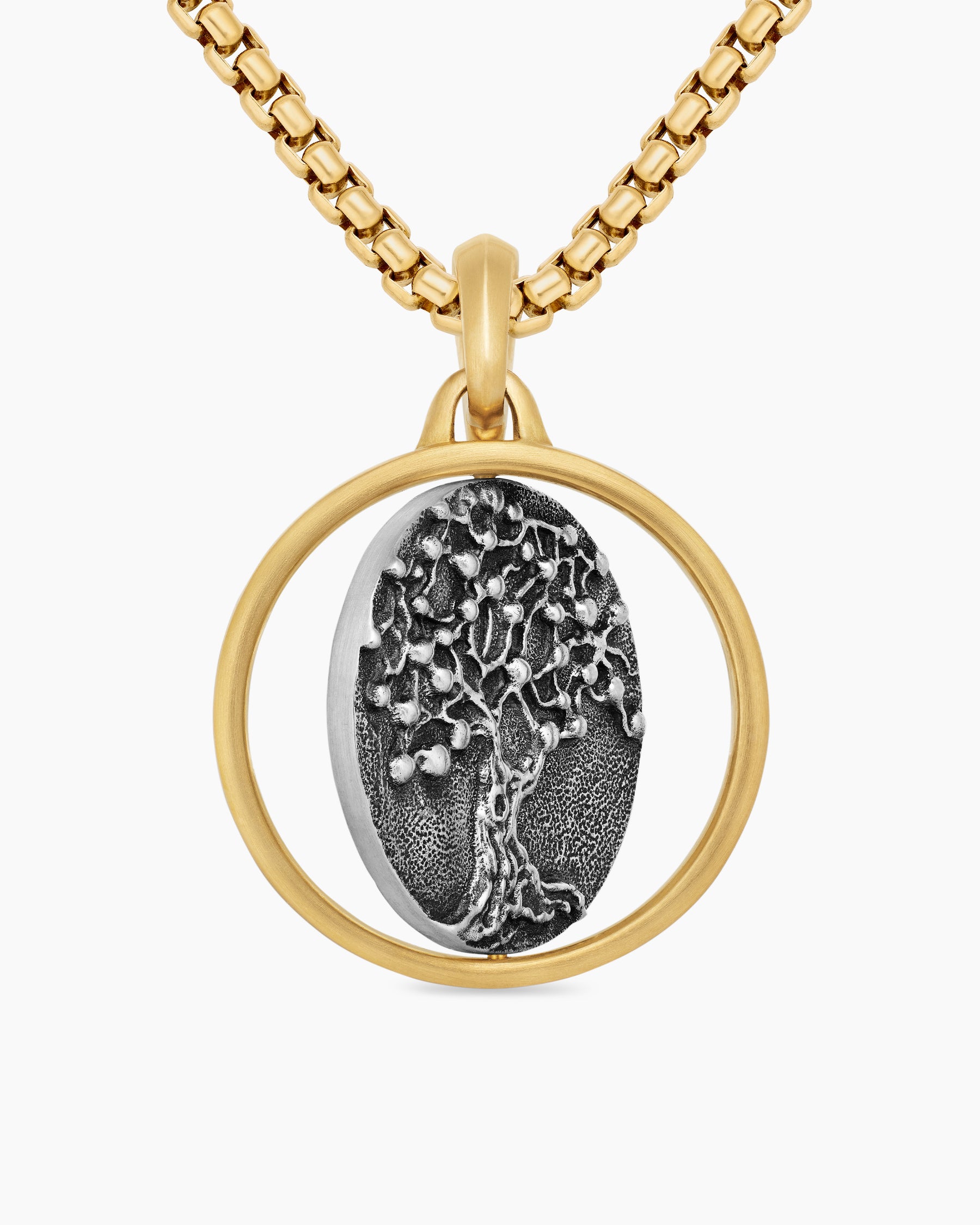 Life and Death Duality Amulet in Sterling Silver with 18K Yellow Gold, 24mm - Image 7