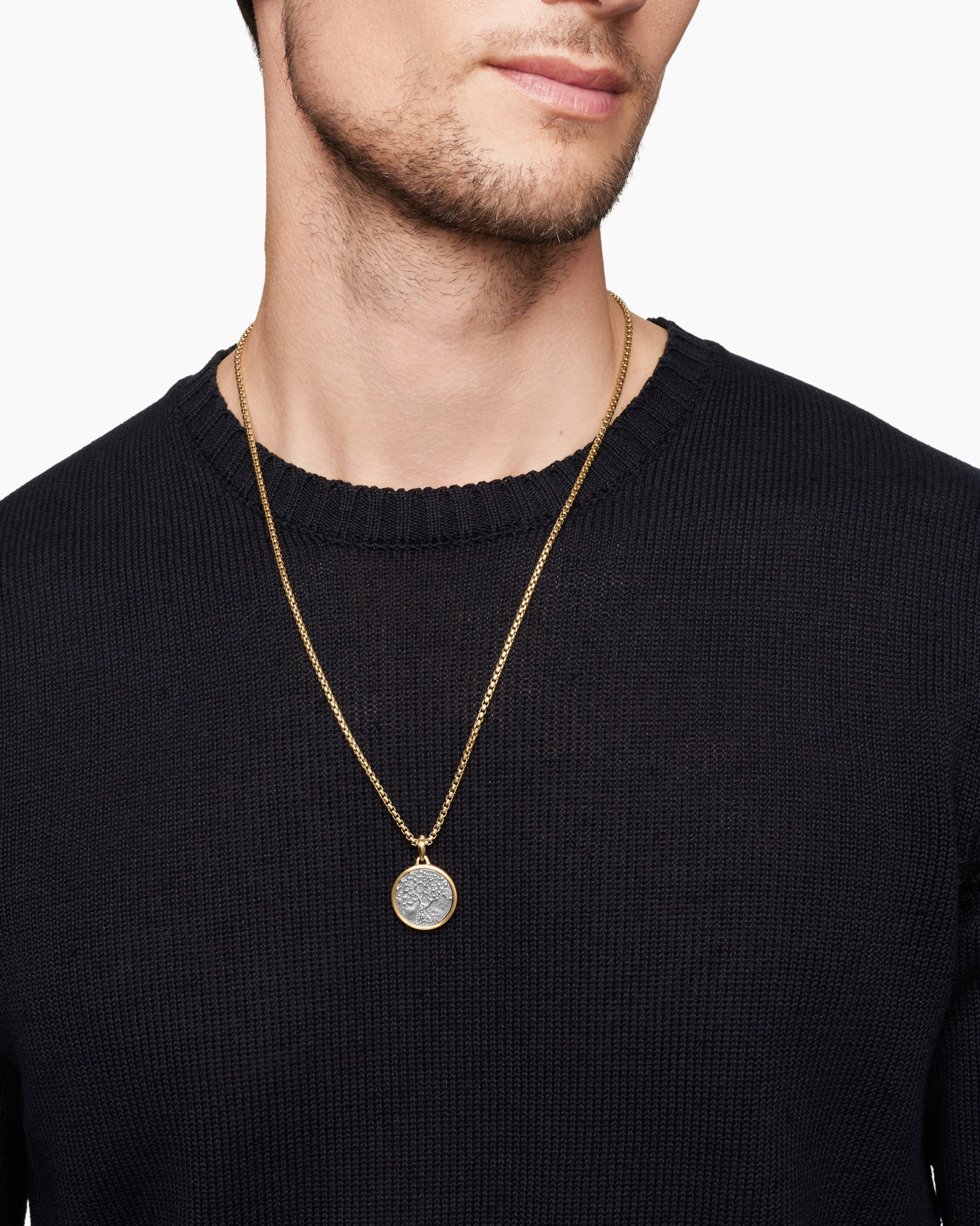 Life and Death Duality Amulet in Sterling Silver with 18K Yellow Gold, 24mm - Image 8