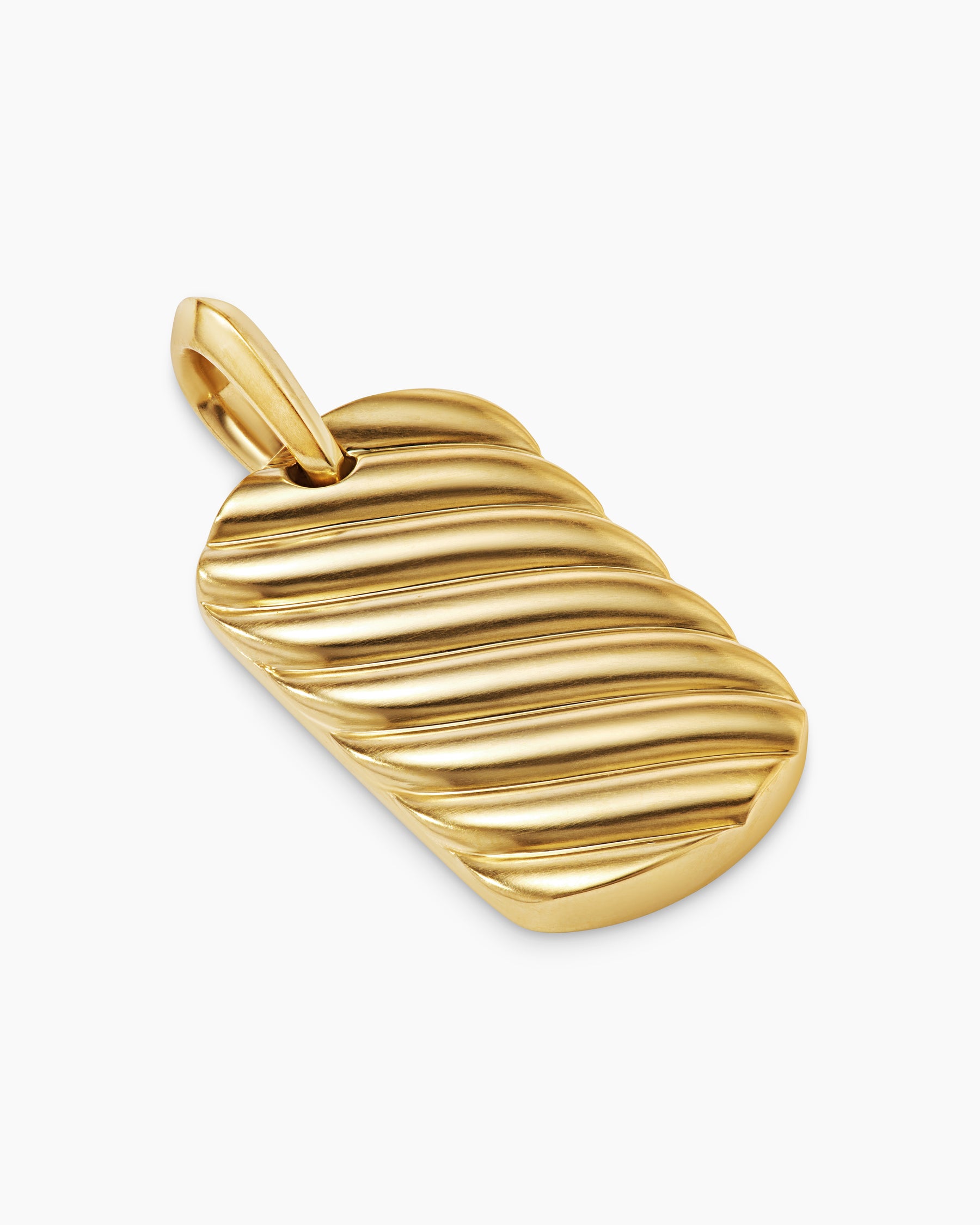 Sculpted Cable Tag in 18K Yellow Gold, 27mm - Image 3