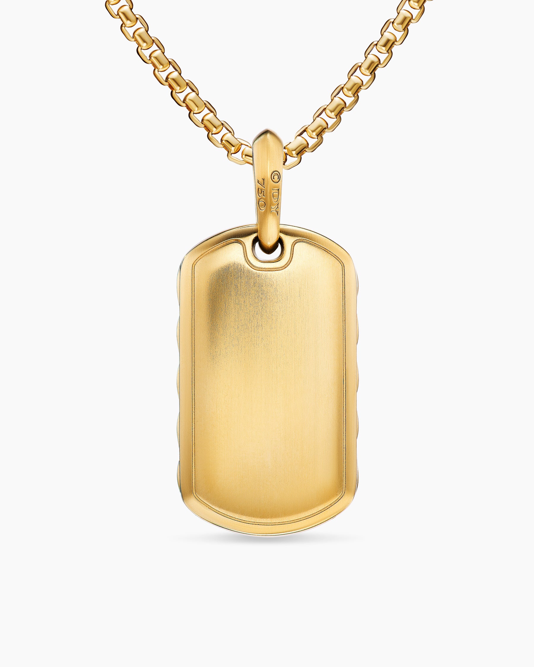 Sculpted Cable Tag in 18K Yellow Gold with Diamonds, 27mm - Image 4