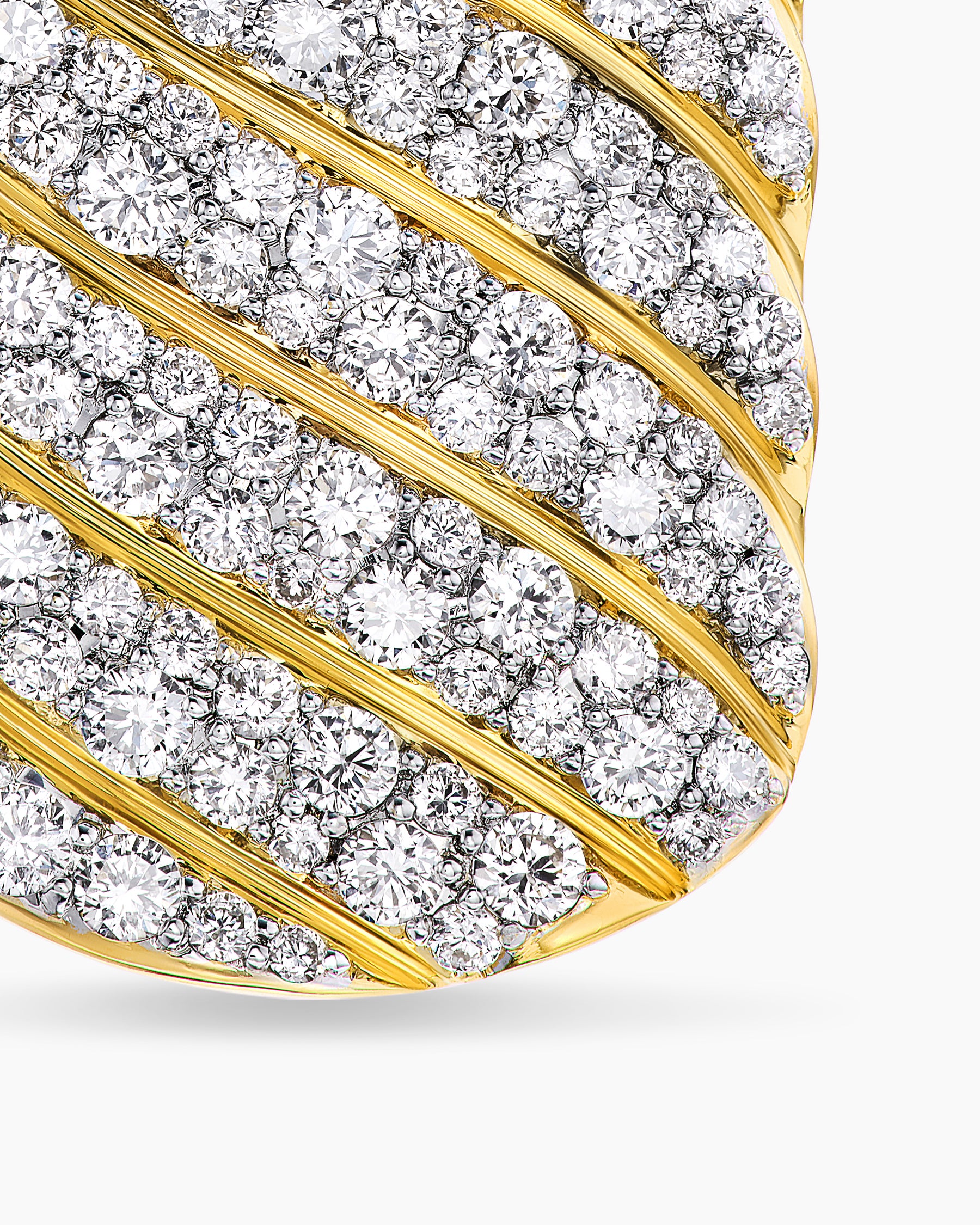 Sculpted Cable Tag in 18K Yellow Gold with Diamonds, 27mm - Image 5