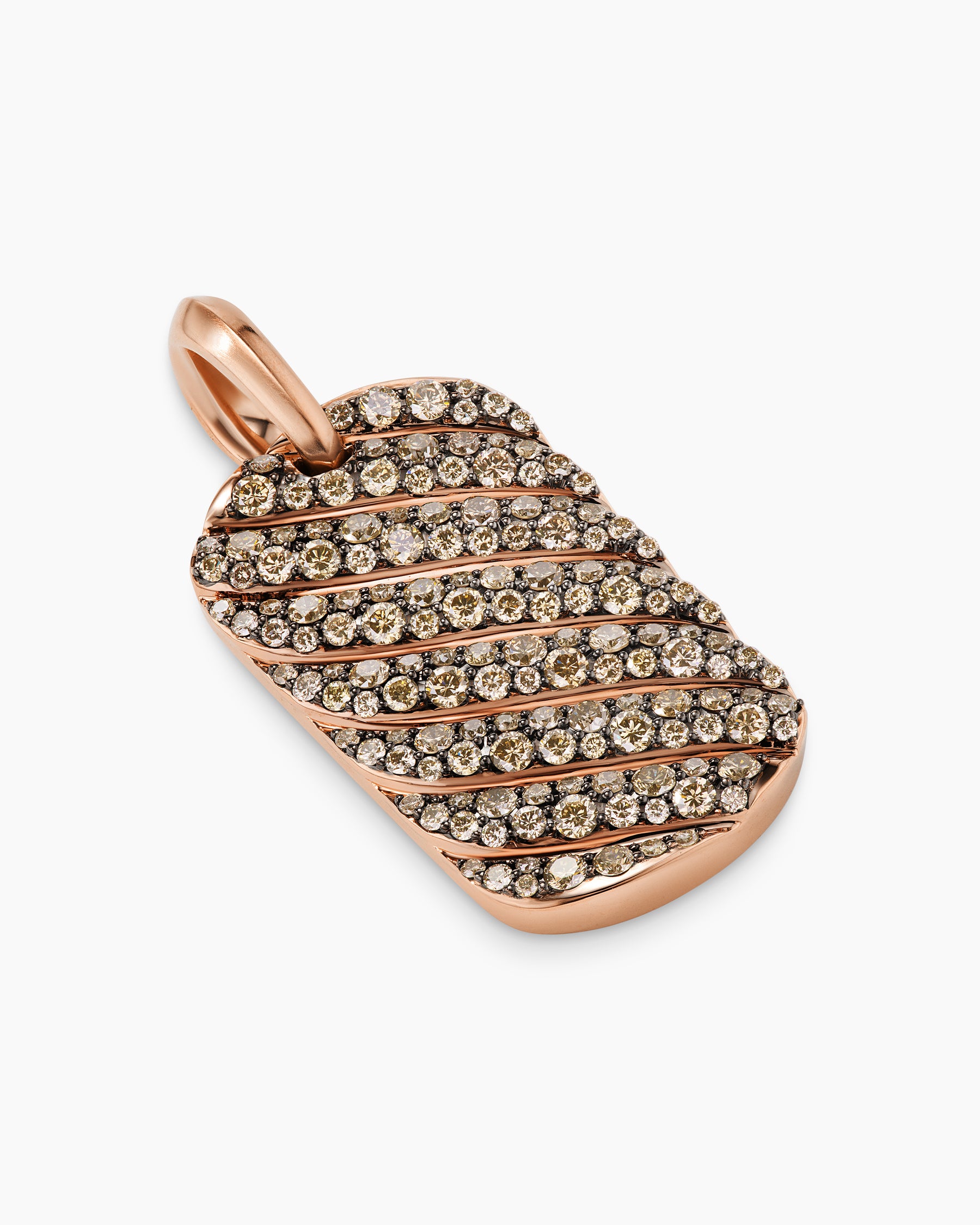 Sculpted Cable Tag in 18K Rose Gold with Cognac Diamonds, 27mm - Image 3
