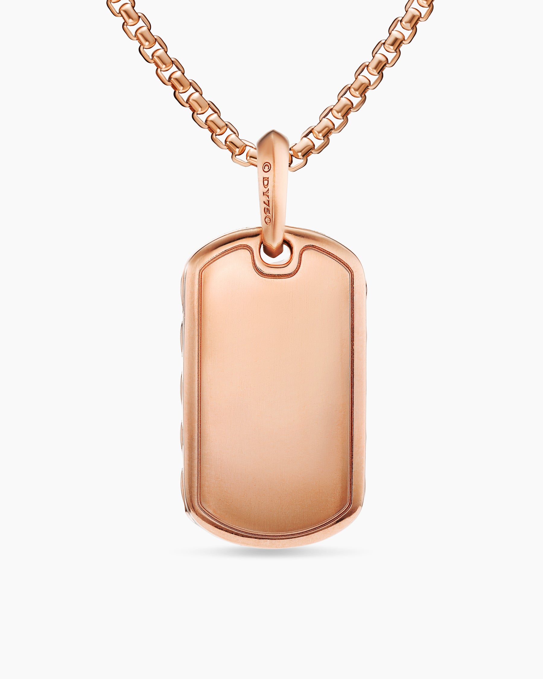 Sculpted Cable Tag in 18K Rose Gold with Cognac Diamonds, 27mm - Image 4