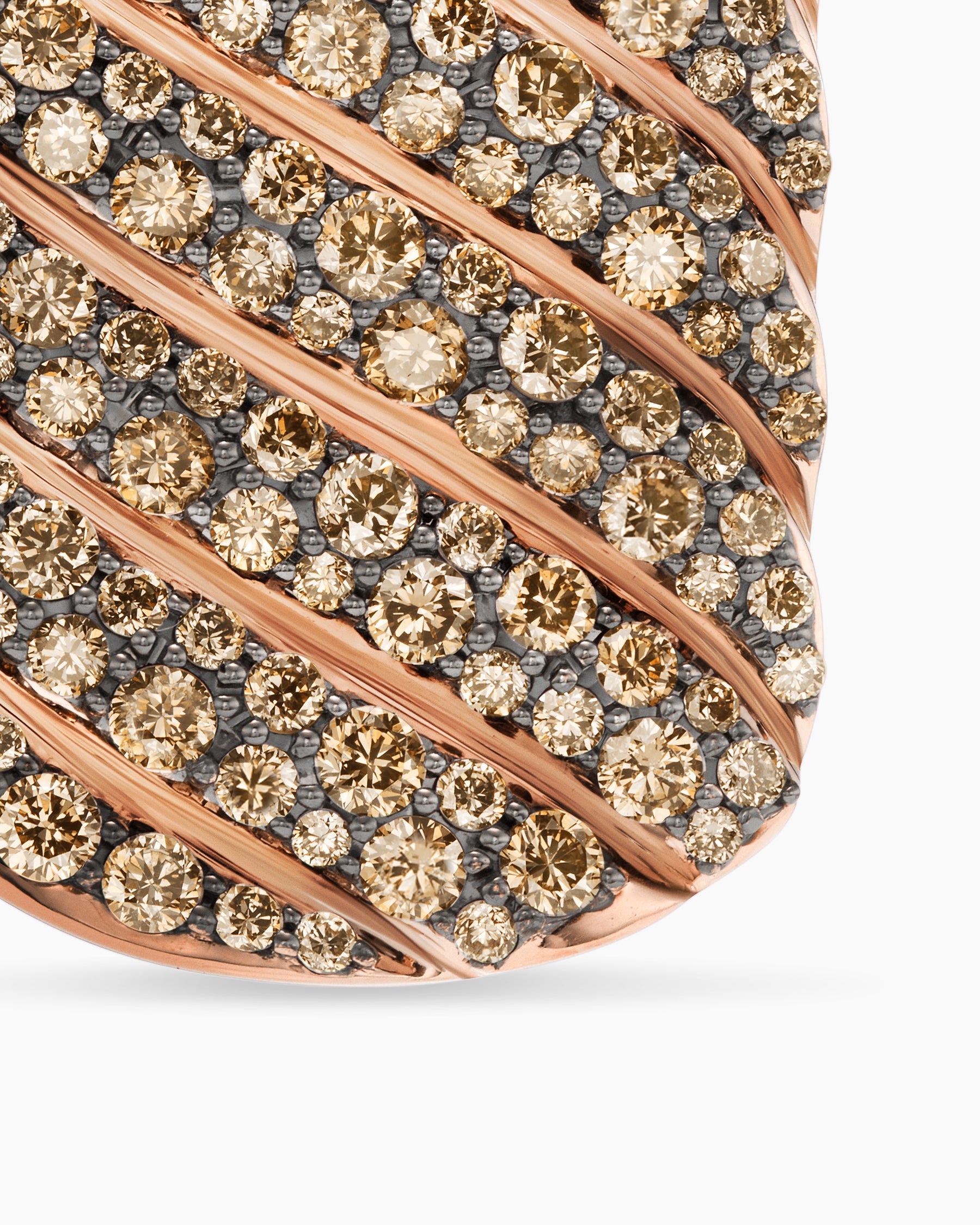 Sculpted Cable Tag in 18K Rose Gold with Cognac Diamonds, 27mm - Image 5