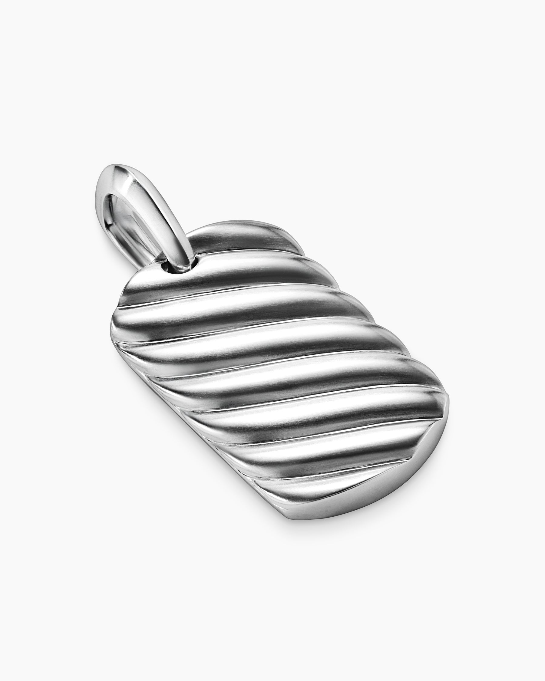 Sculpted Cable Tag in 18K White Gold, 27mm - Image 3