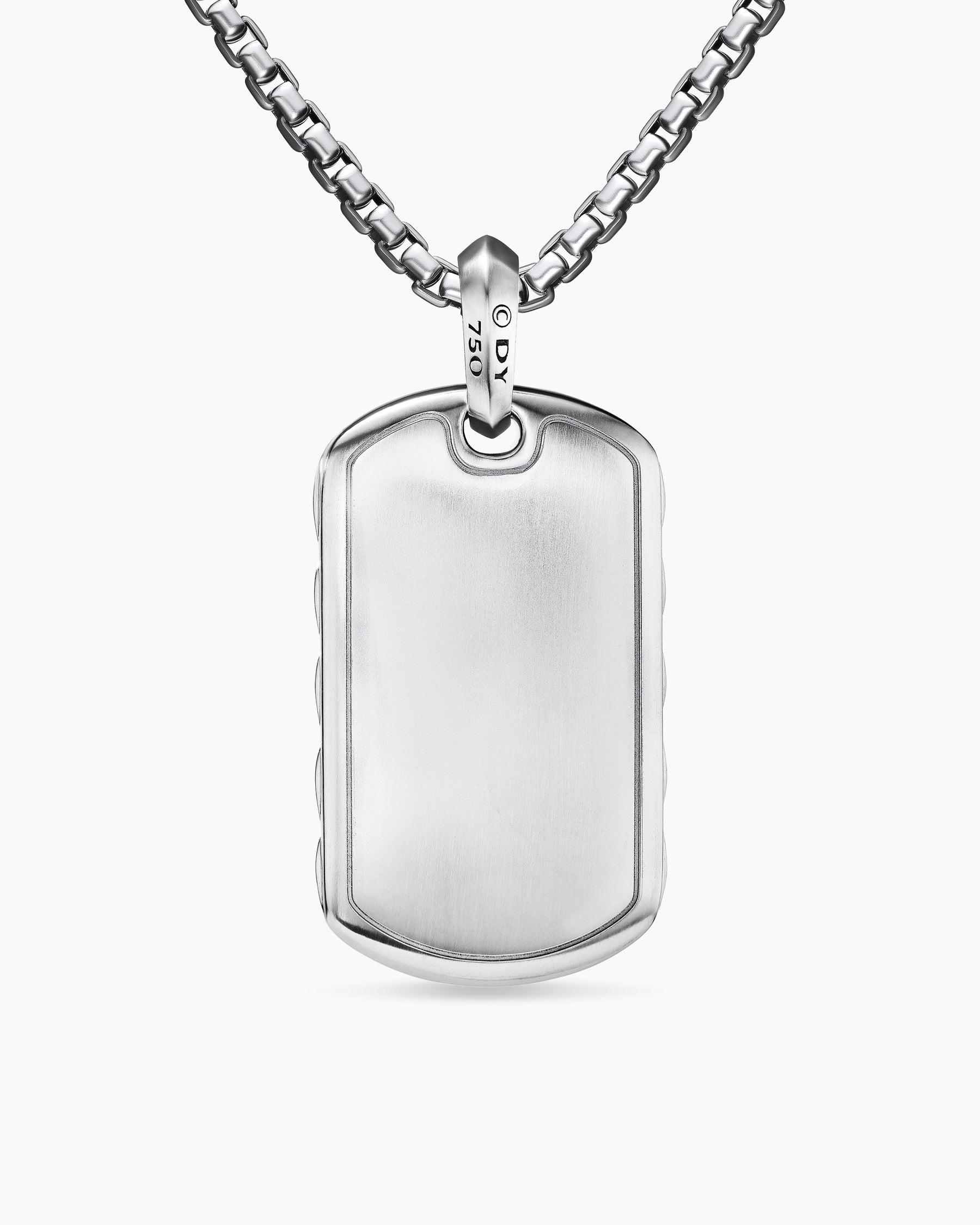 Sculpted Cable Tag in 18K White Gold with Diamonds, 27mm - Image 4