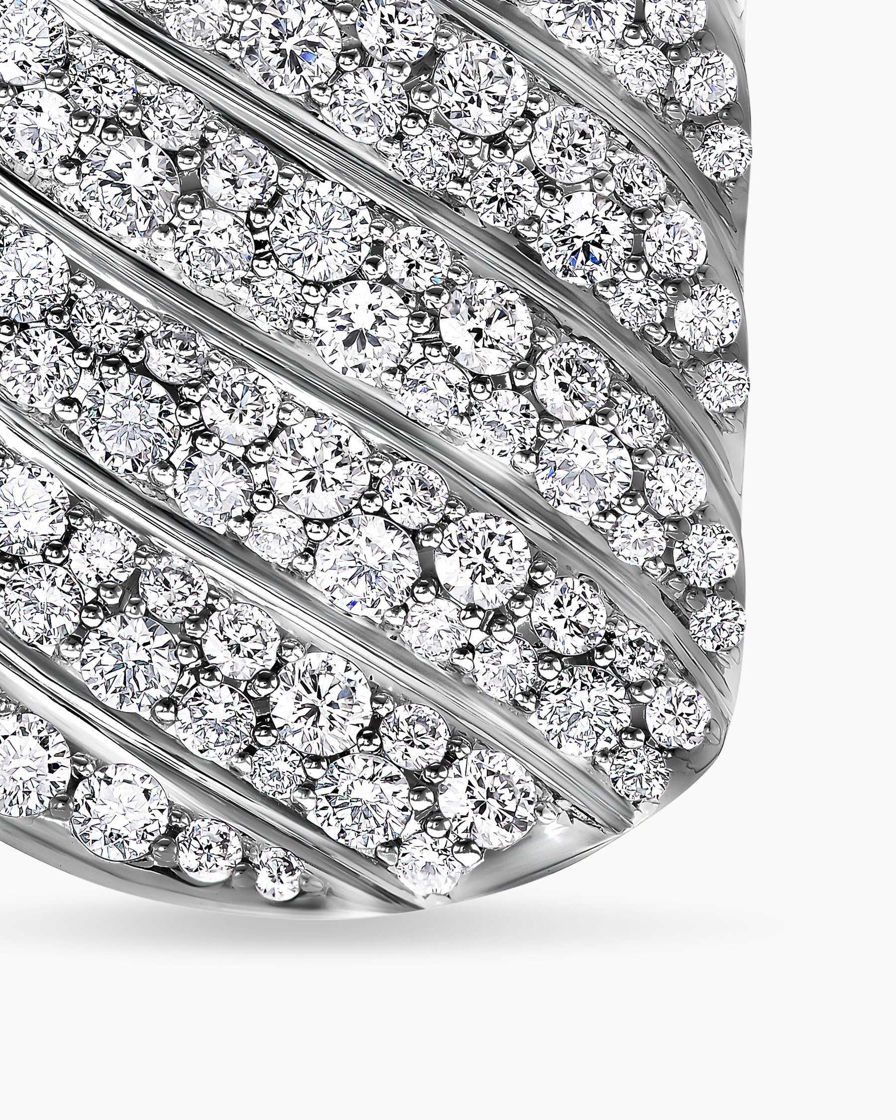 Sculpted Cable Tag in 18K White Gold with Diamonds, 27mm - Image 5