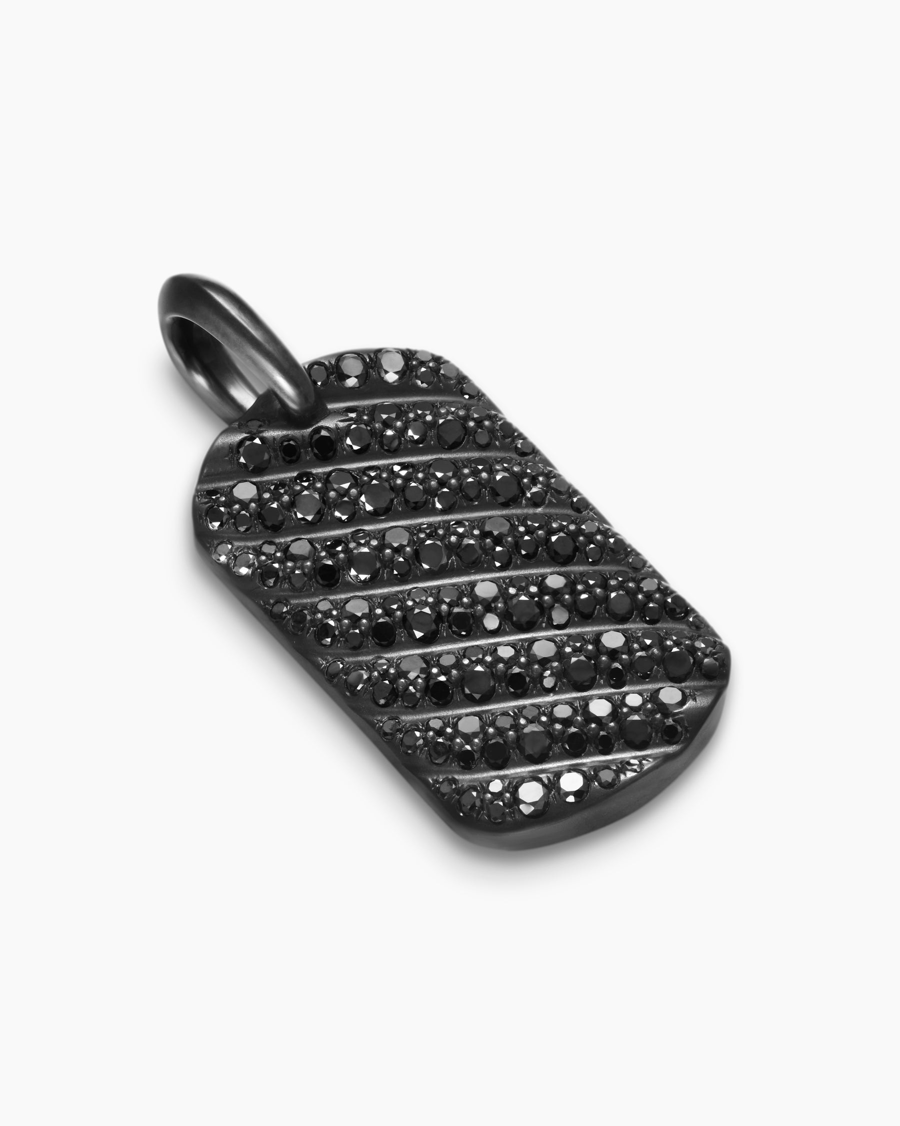 Sculpted Cable Tag in Black Titanium with Black Diamonds, 27mm - Image 3