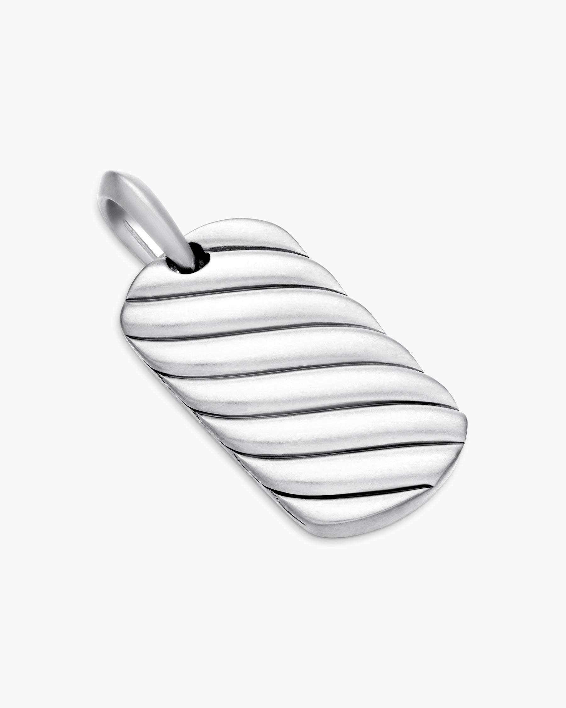 Sculpted Cable Tag in Sterling Silver, 27mm - Image 3