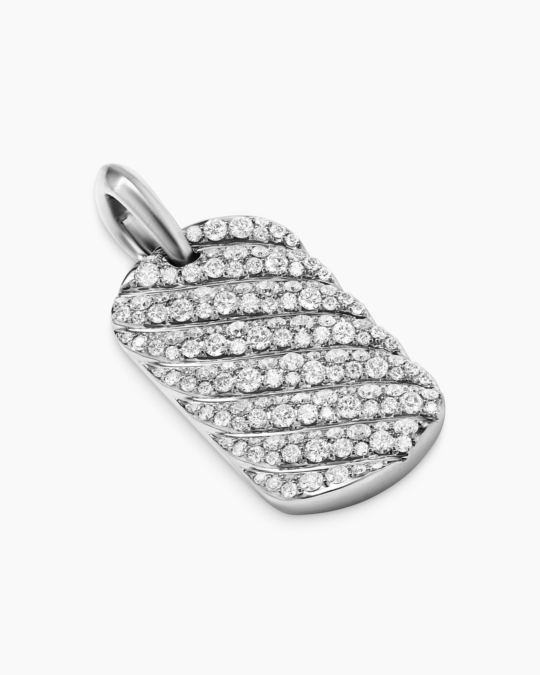 Sculpted Cable Tag in Sterling Silver with Diamonds, 27mm - Image 3