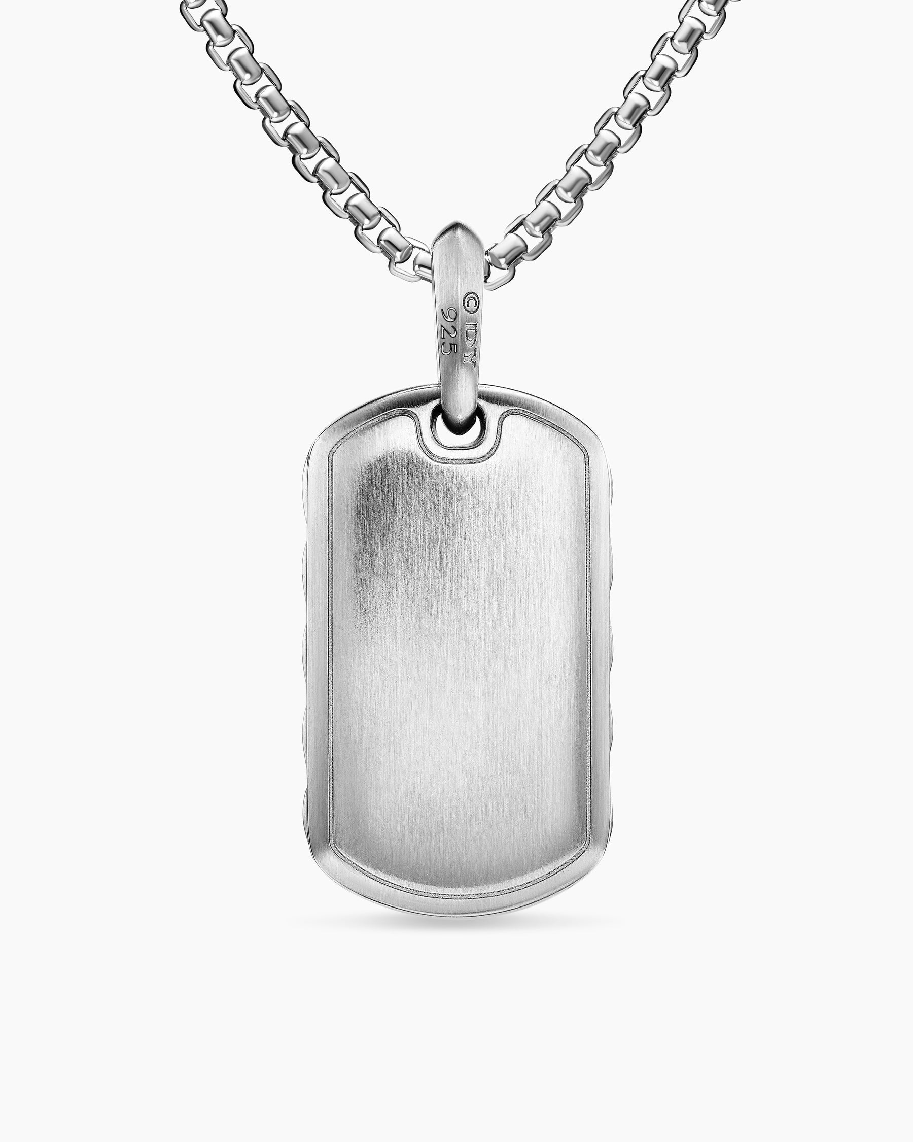 Sculpted Cable Tag in Sterling Silver with Diamonds, 27mm - Image 4