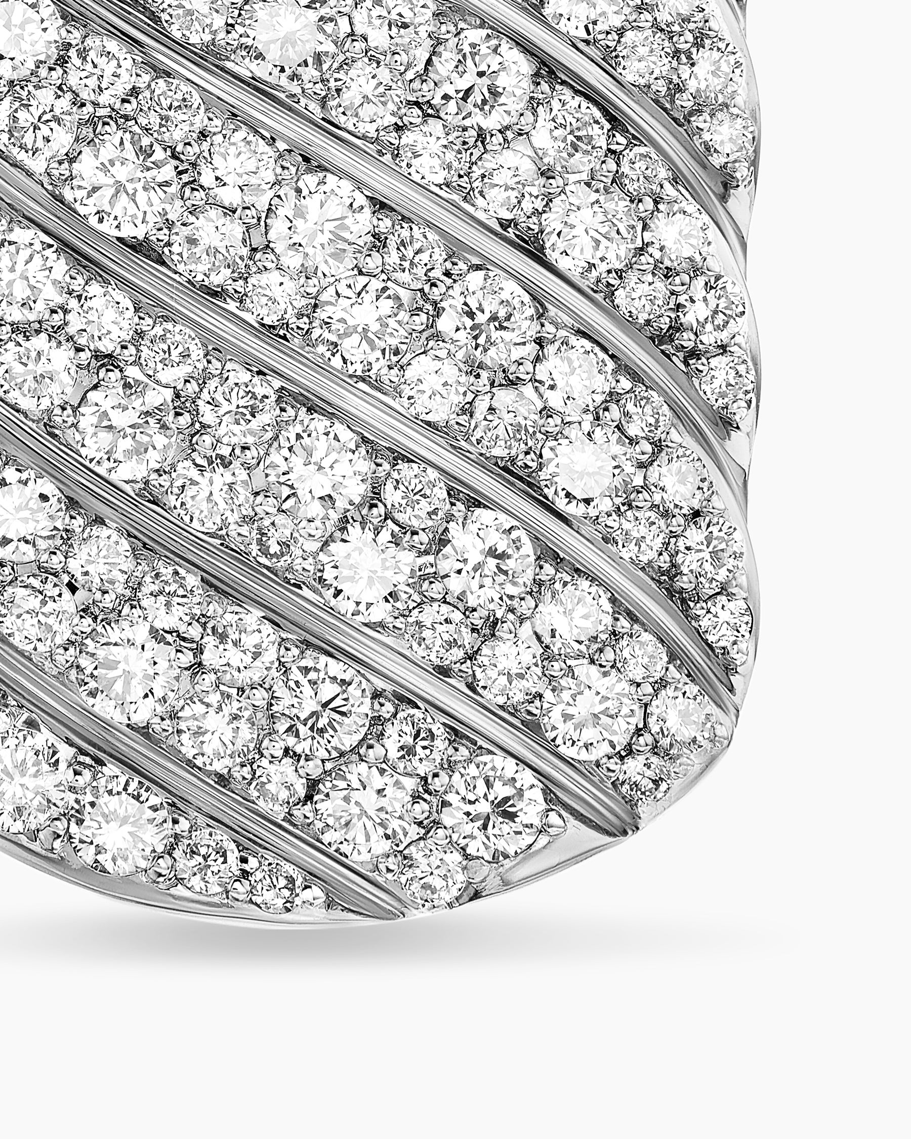 Sculpted Cable Tag in Sterling Silver with Diamonds, 27mm - Image 5