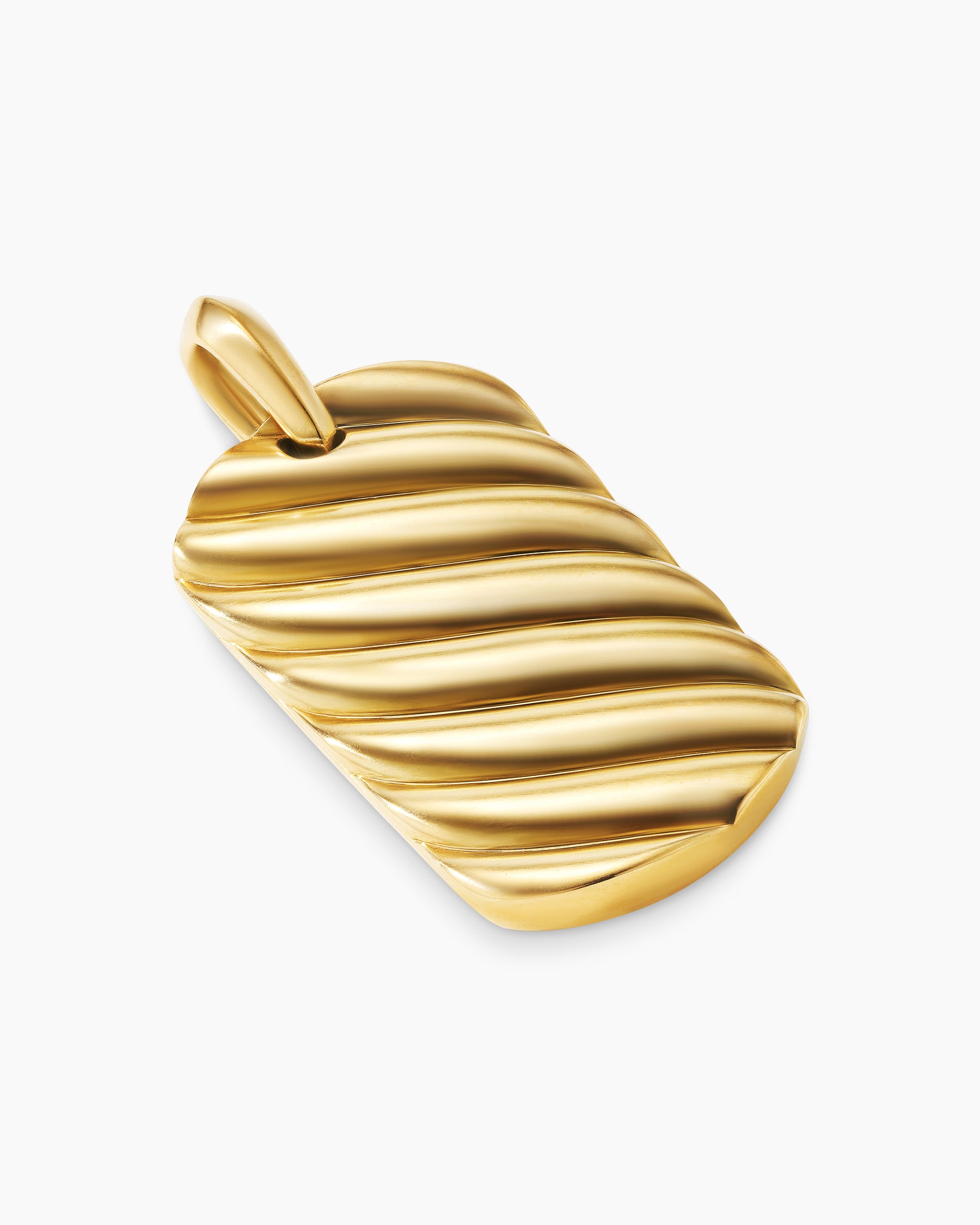 Sculpted Cable Tag in 18K Yellow Gold, 35mm - Image 3